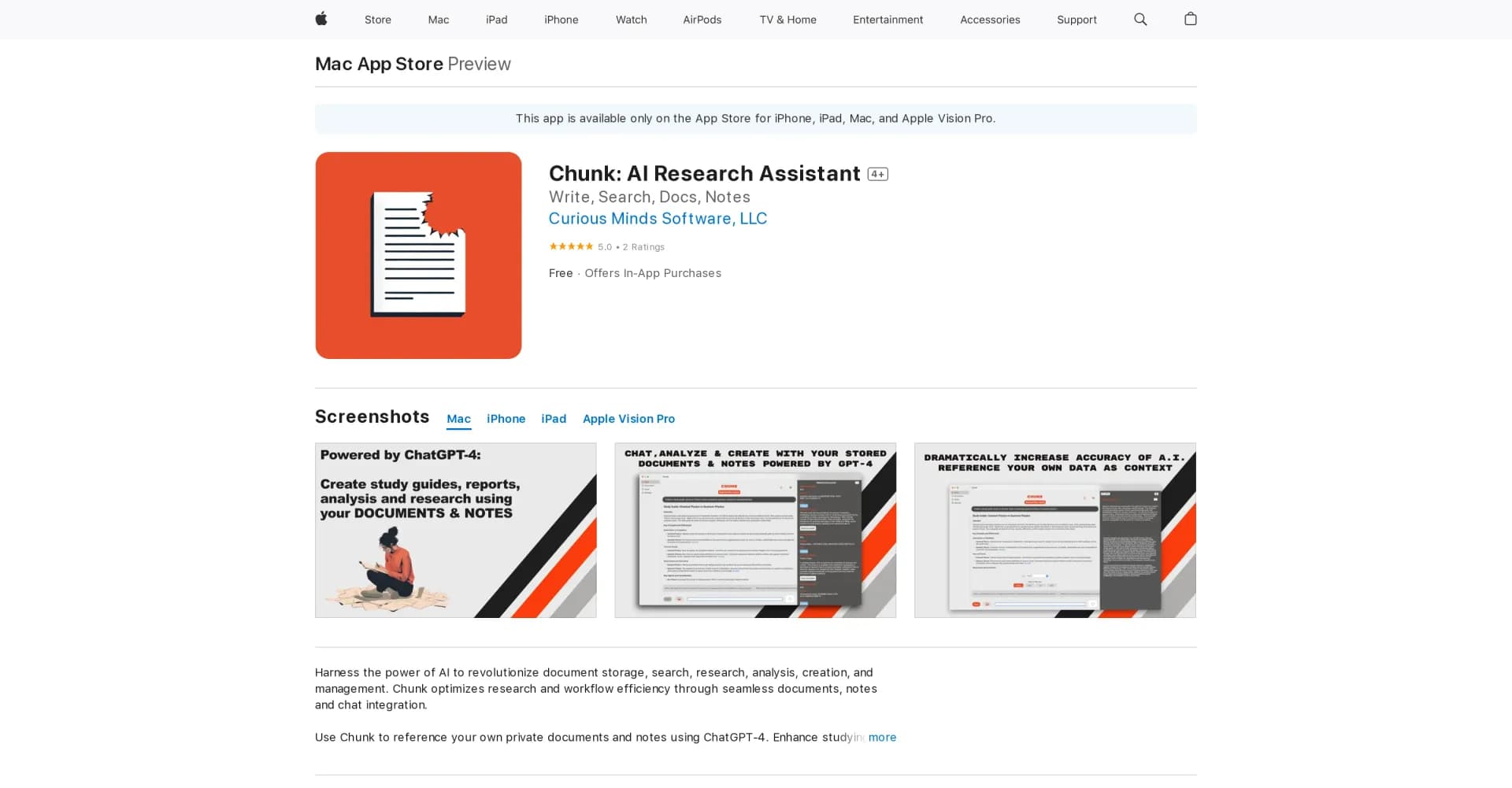 Chunk: AI Research Assistant homepage screenshot — Your AI Research Assistant, Chunk.