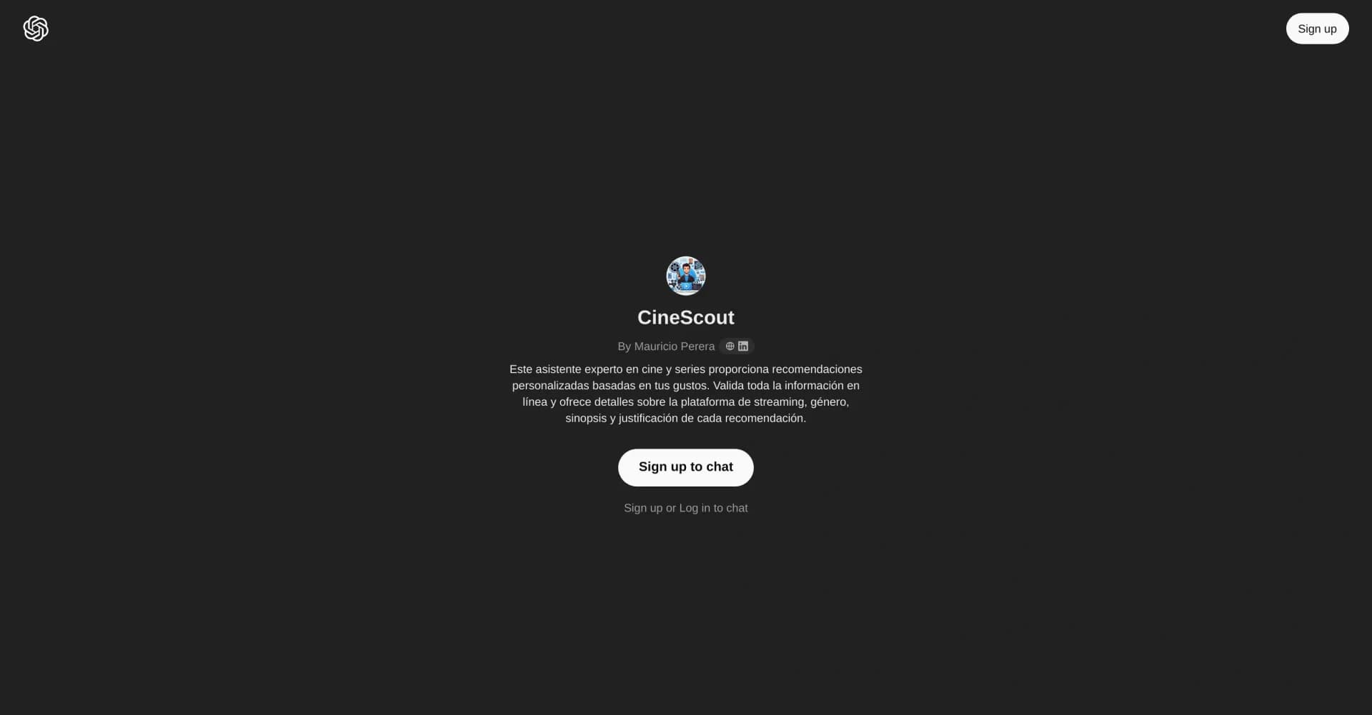 CineScout homepage screenshot — Cine y series a tu medida, con recomendaciones expertas.
