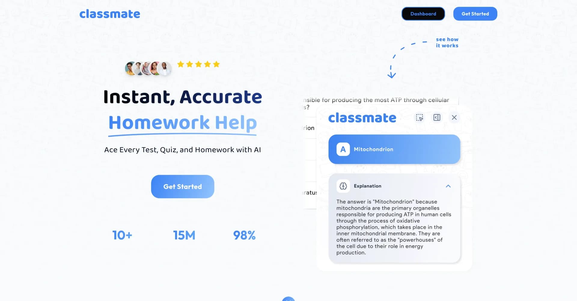Classmate homepage screenshot — Your 24/7 AI Tutor & Homework Helper