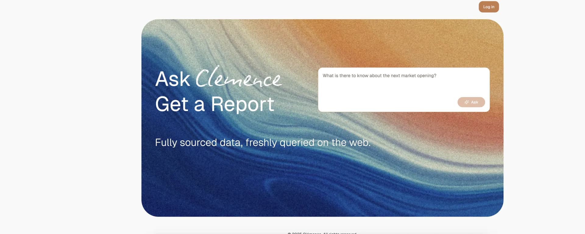Clemence homepage screenshot — AI-powered knowledge engine with live web search