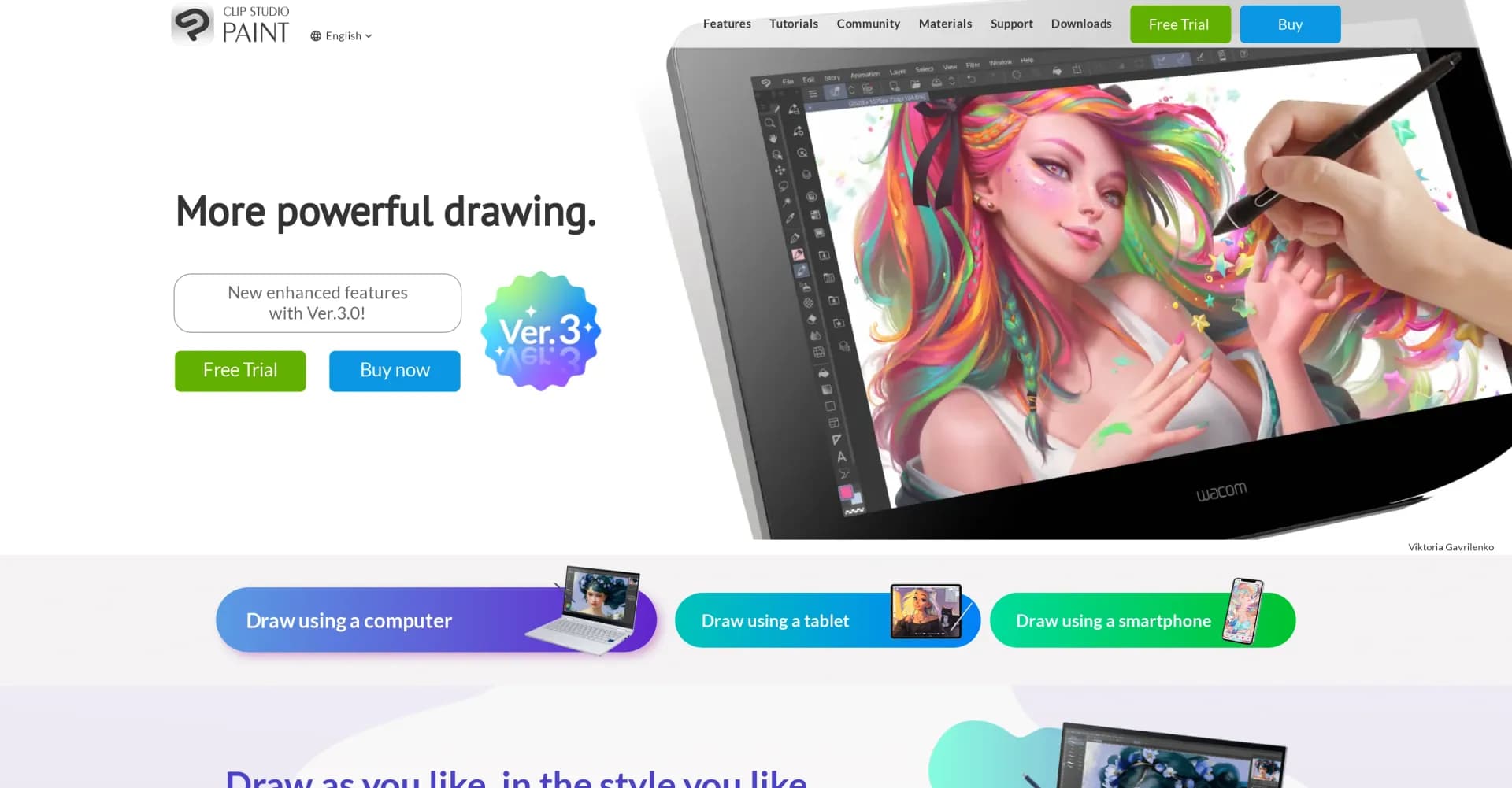 CLIP STUDIO PAINT homepage screenshot — Your all-in-one digital art studio