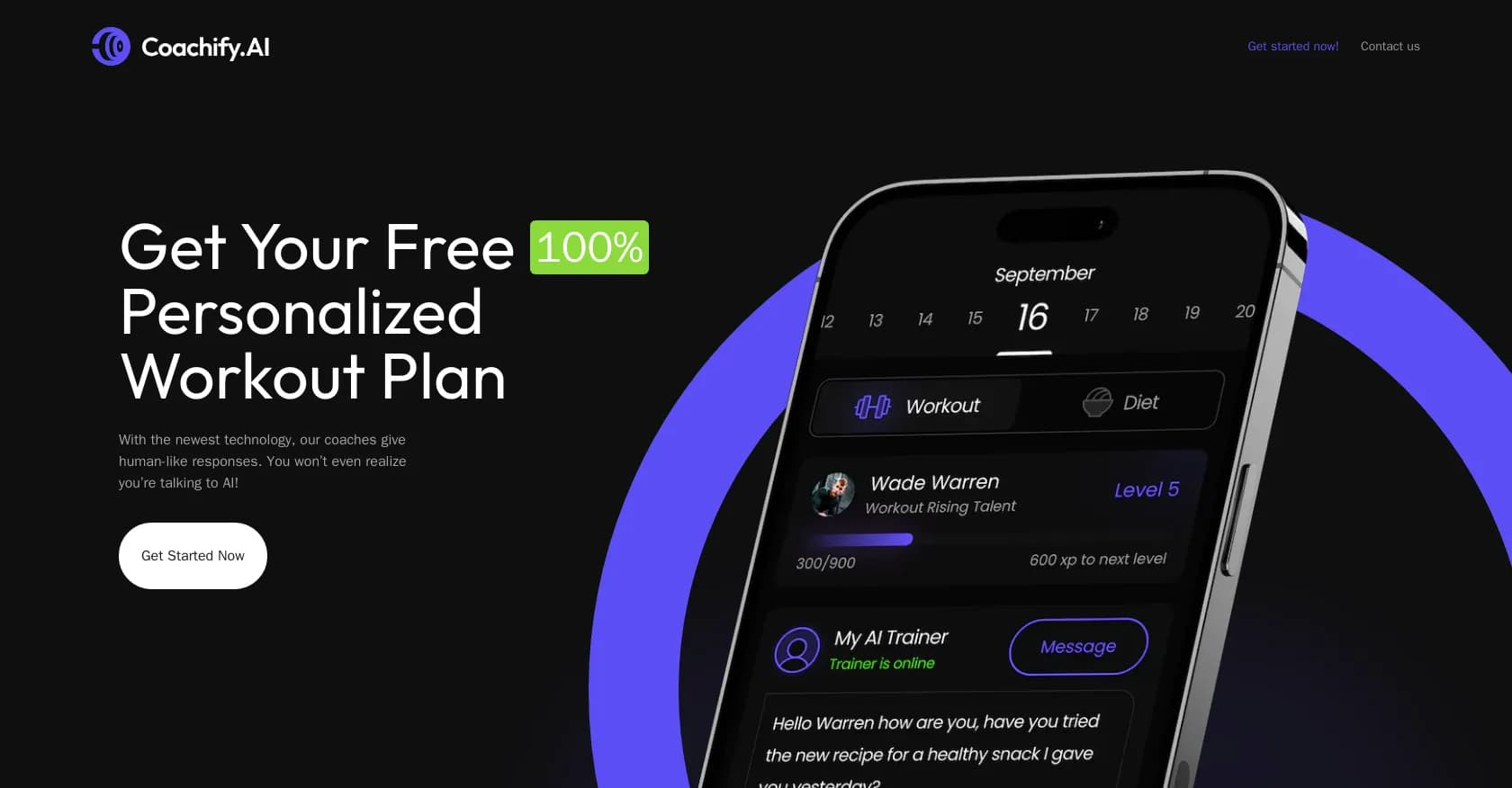 Coachify homepage screenshot — AI coaching that feels human.