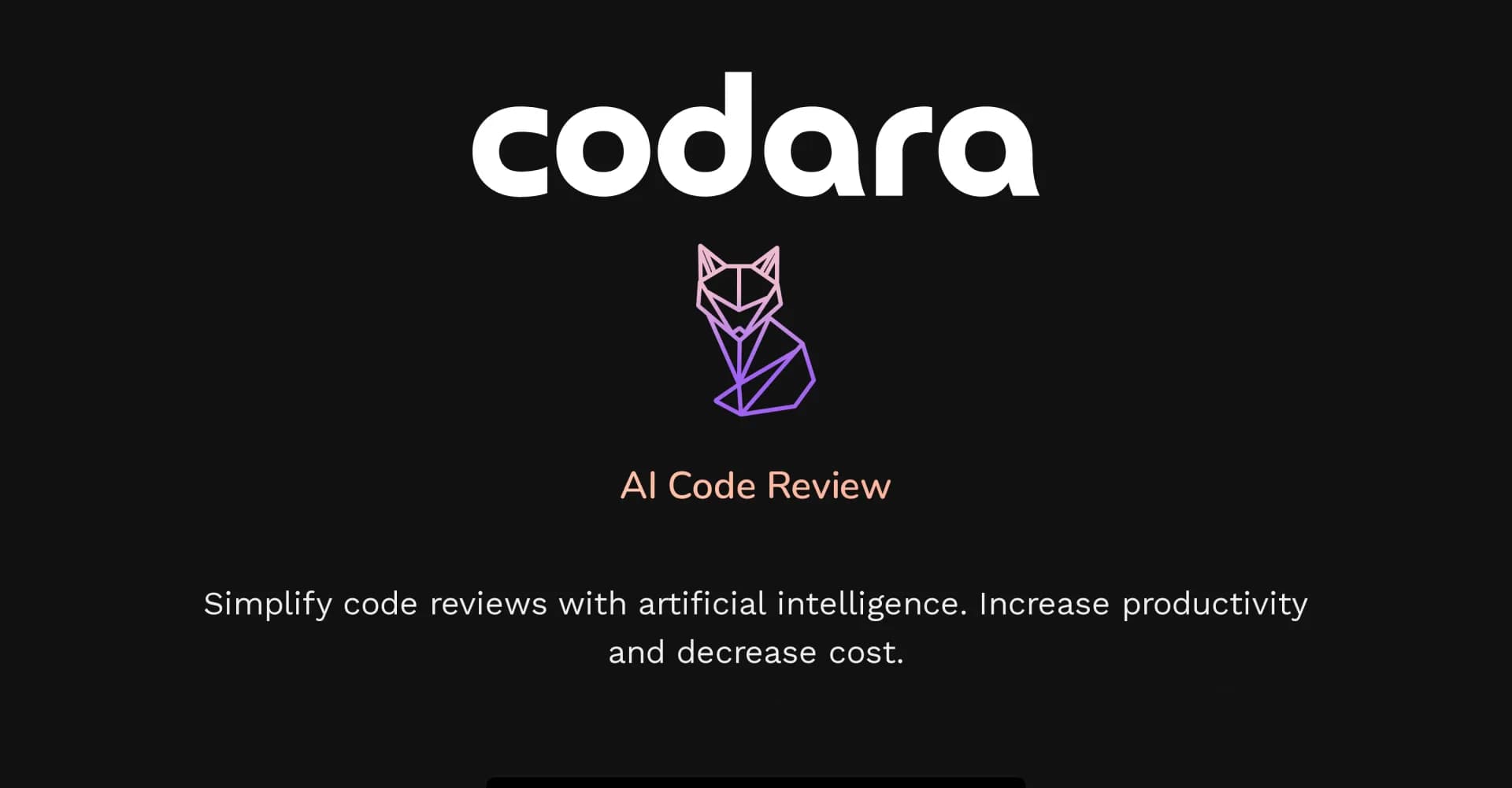 Codara homepage screenshot — Simplify code reviews with AI