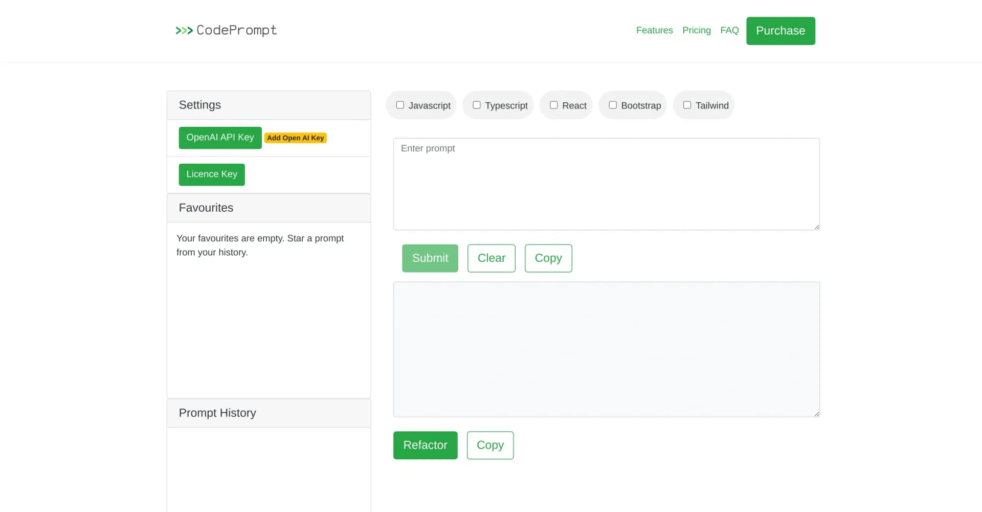 CodePrompt homepage screenshot — AI-powered app for smarter workflow