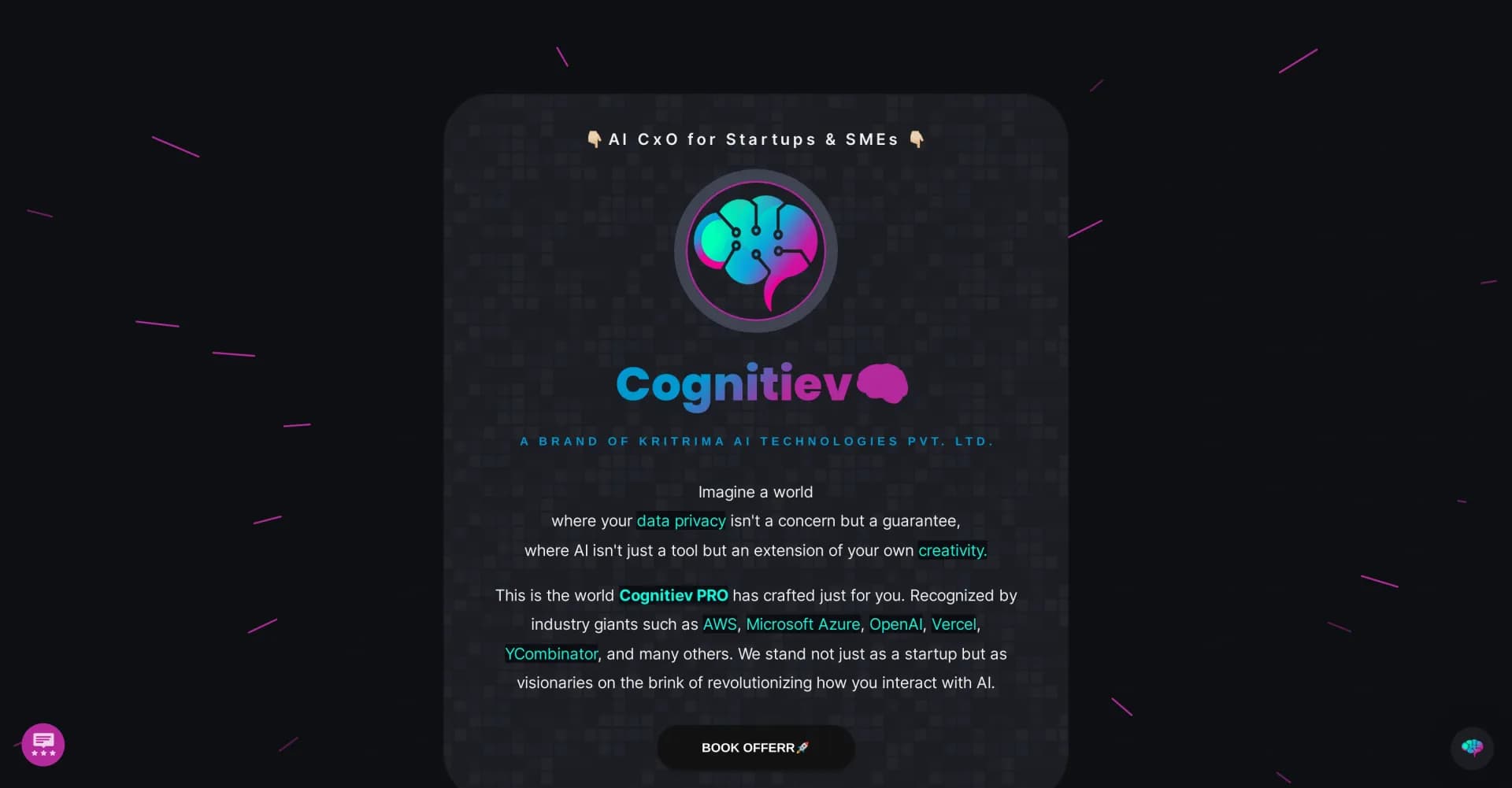 Cognitiev PRO homepage screenshot — Revolutionize your interaction with technology with Cognitie