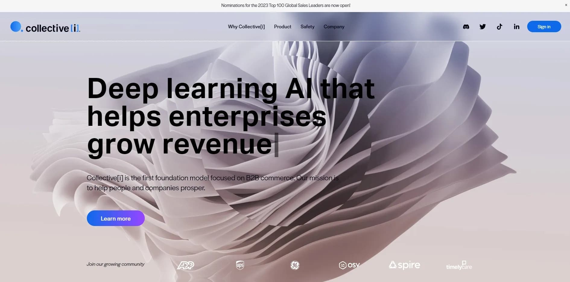 Collectivei homepage screenshot — AI-powered sales intelligence platform