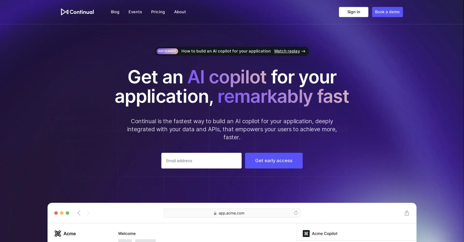 Continual homepage screenshot — Build predictive models on the modern data stack.