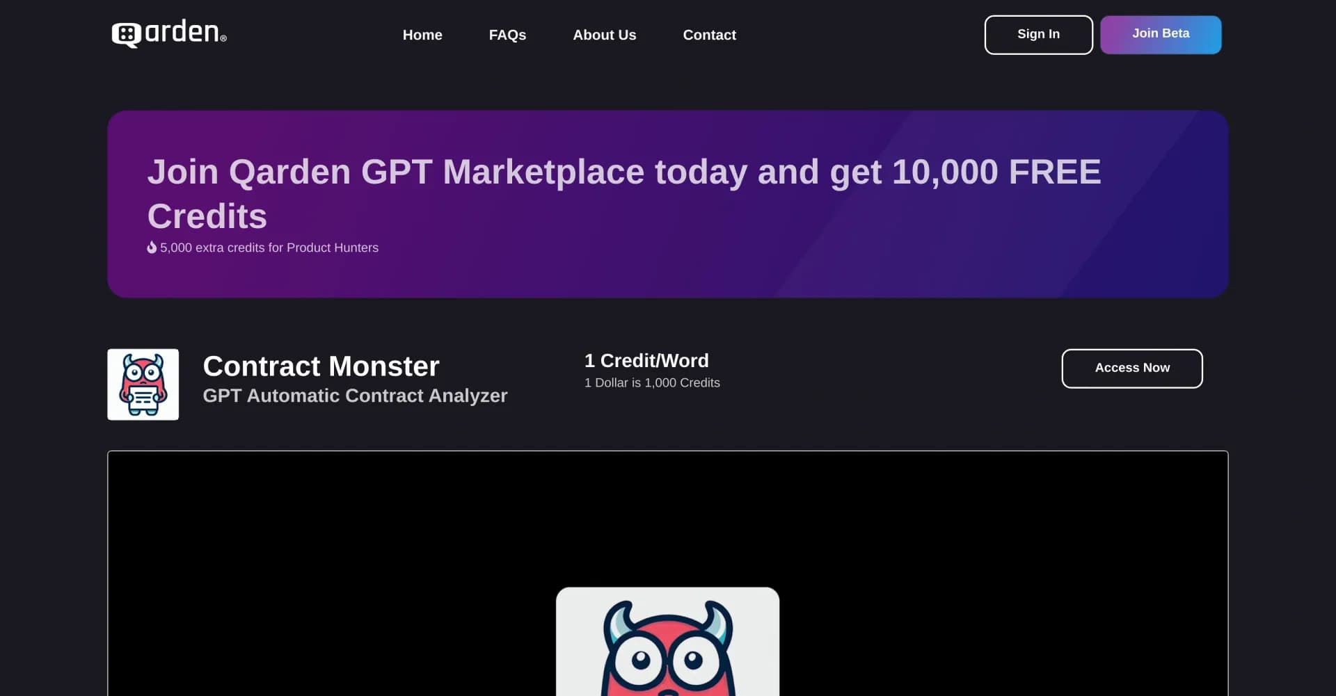 Contract Monster homepage screenshot — Analyze contracts with AI power and expert insight.