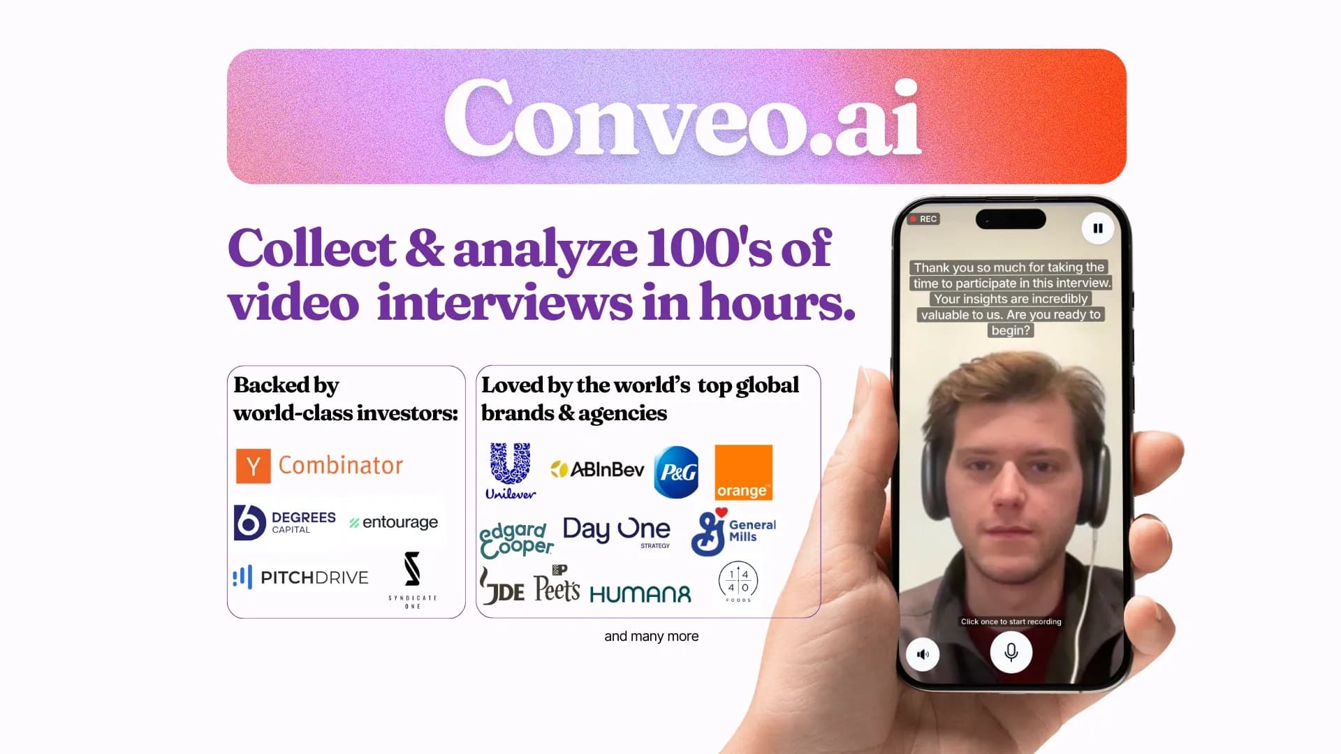 Conveo homepage screenshot — AI-led Video Interviews