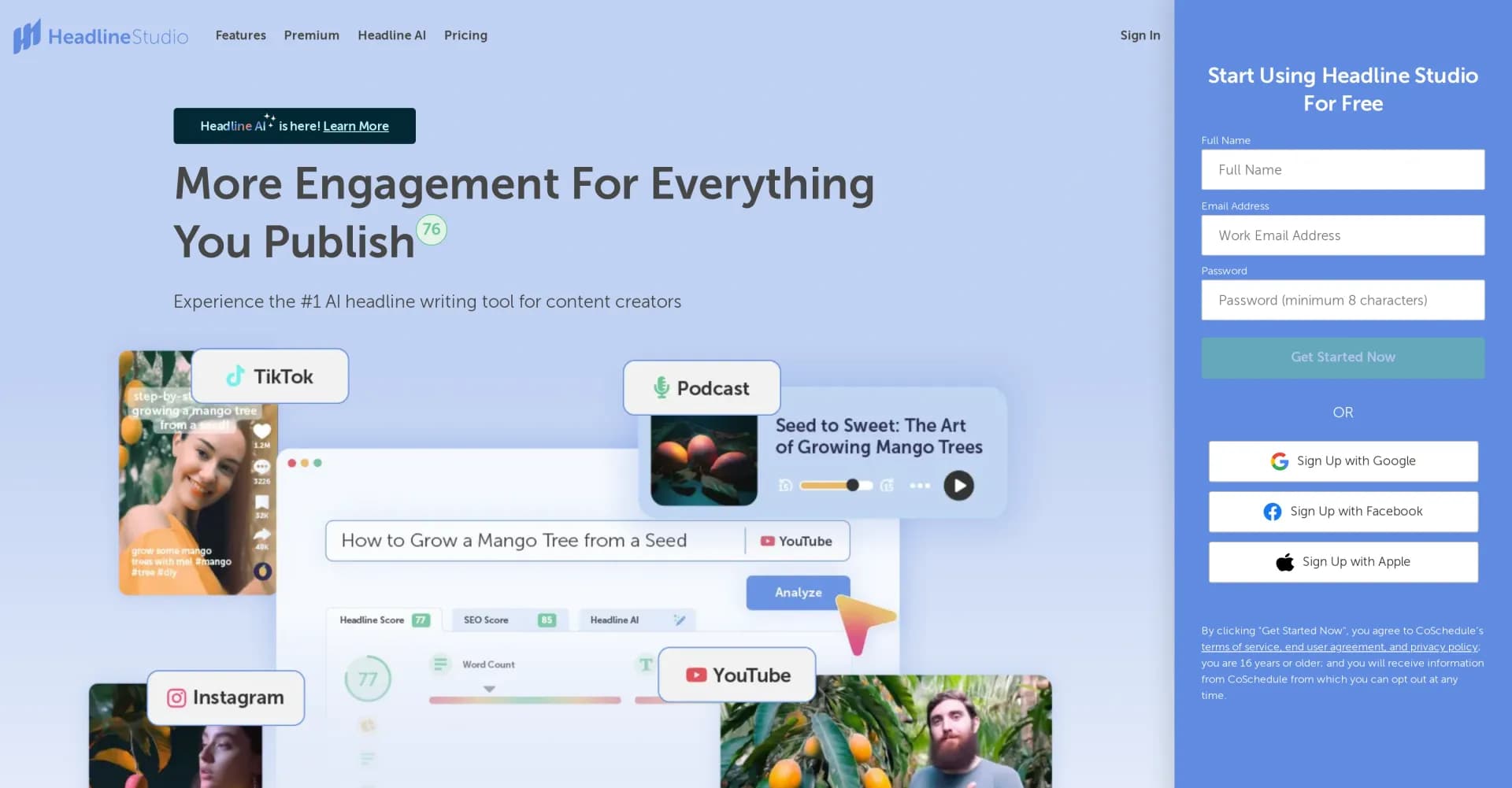 CoSchedule homepage screenshot — Write captivating headlines that maximize traffic