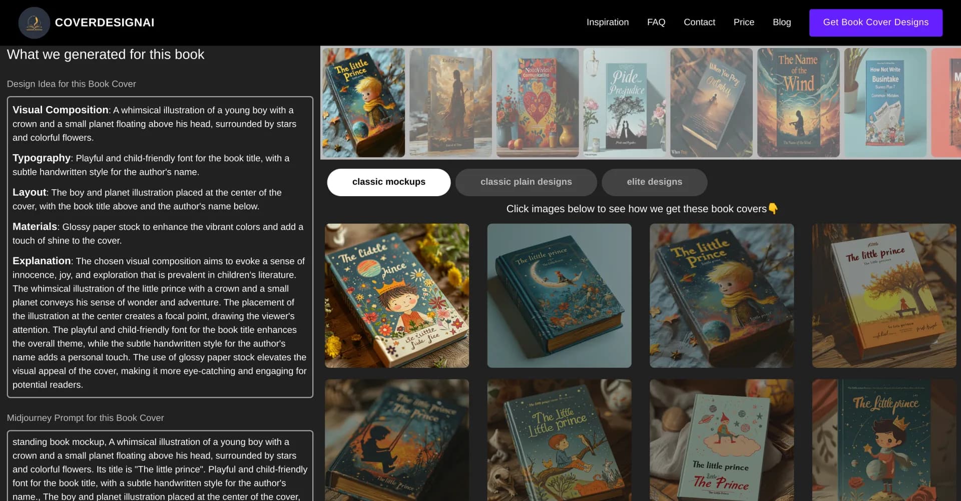CoverDesign AI homepage screenshot — AI-powered book covers for indie writers