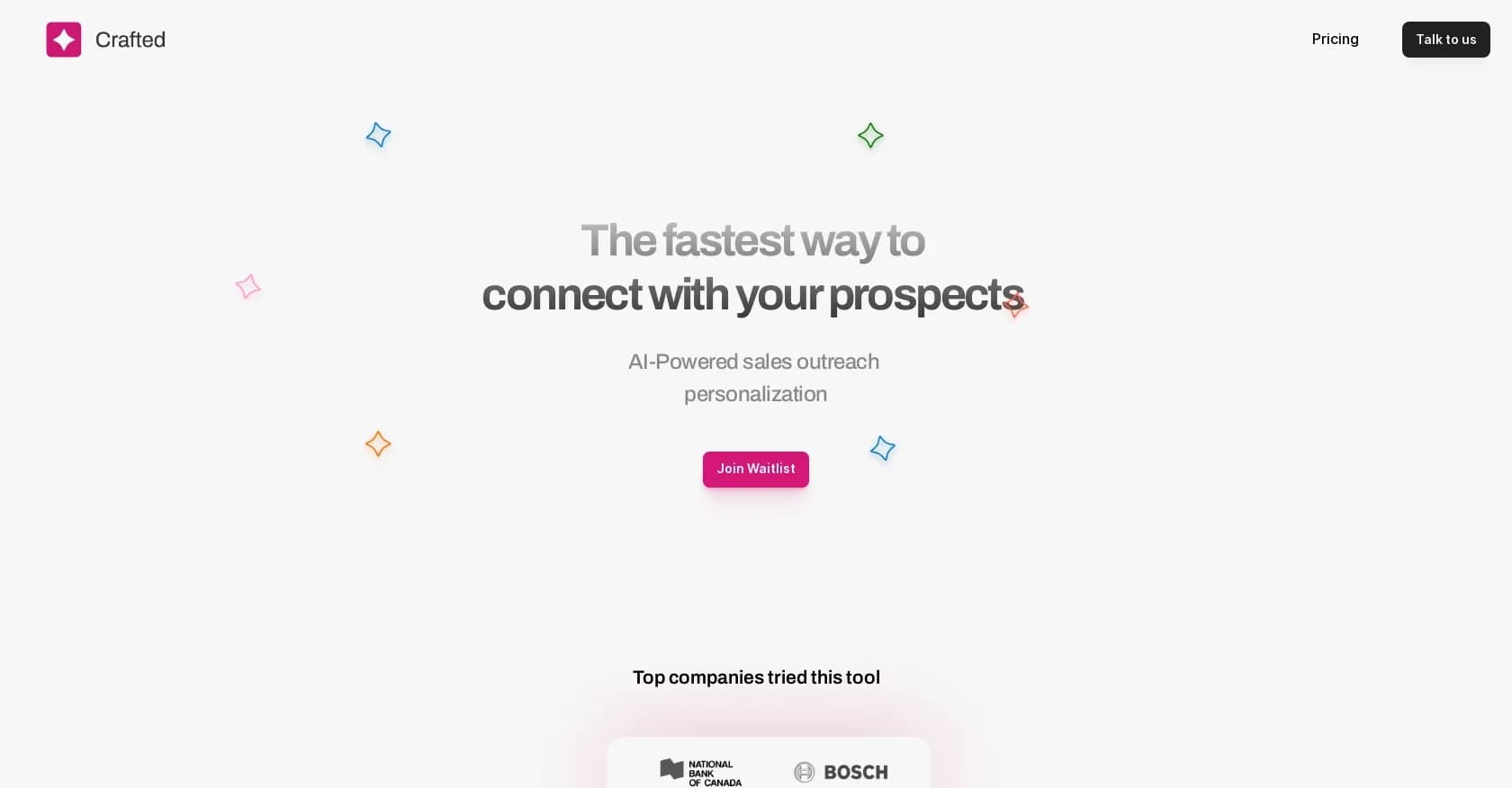 Crafted Framer homepage screenshot — AI-powered sales outreach personalization