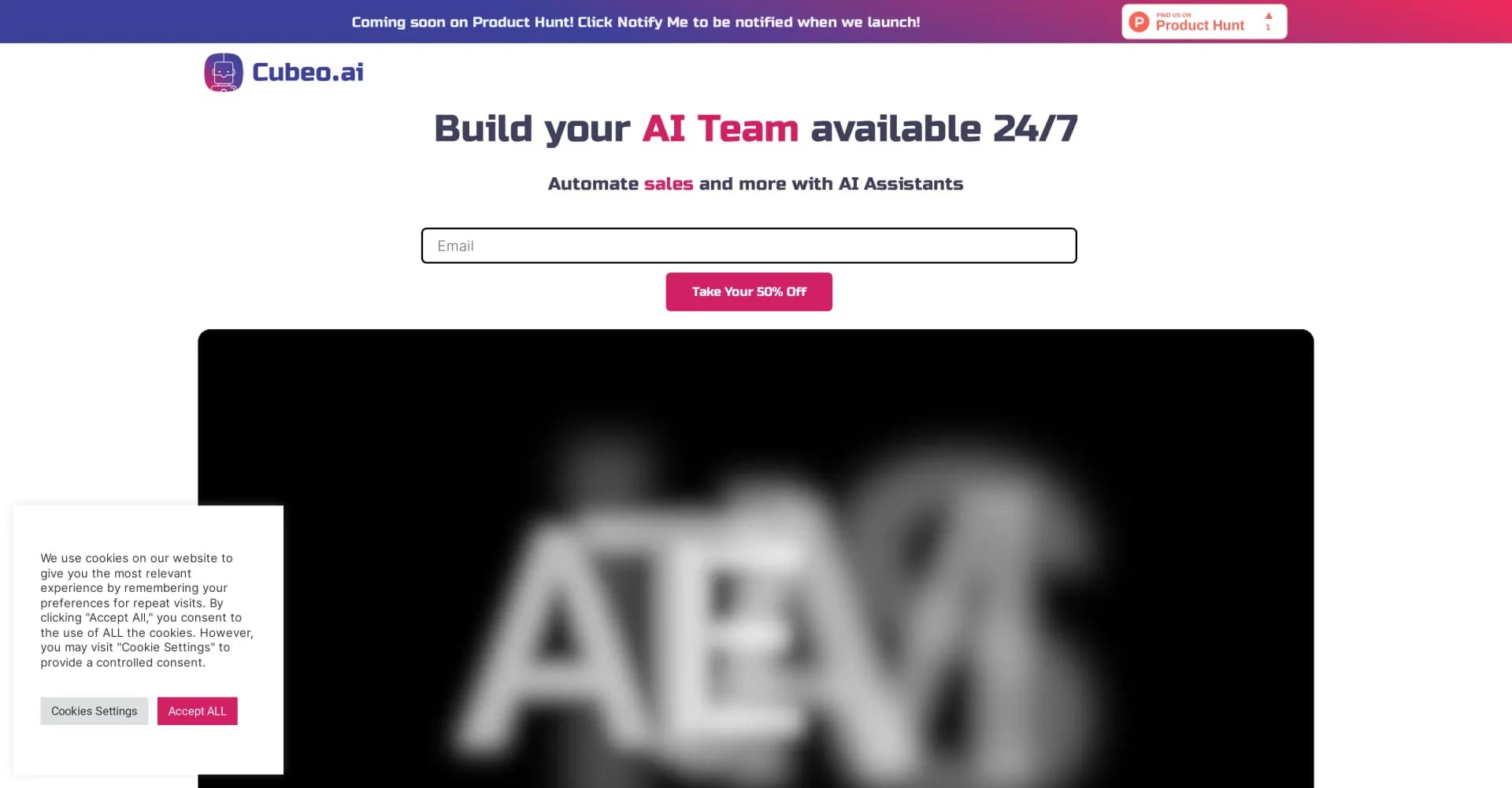 Cubeo homepage screenshot — Build and deploy your AI team with no-code