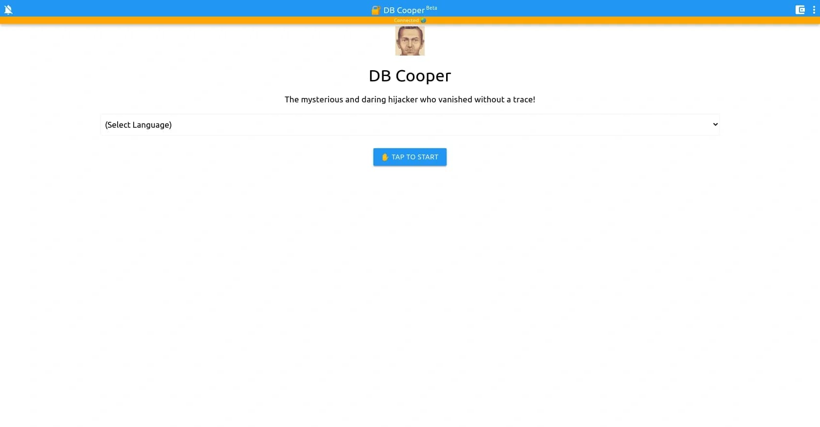 DB-cooper homepage screenshot — Solve the DB Cooper mystery with AI.