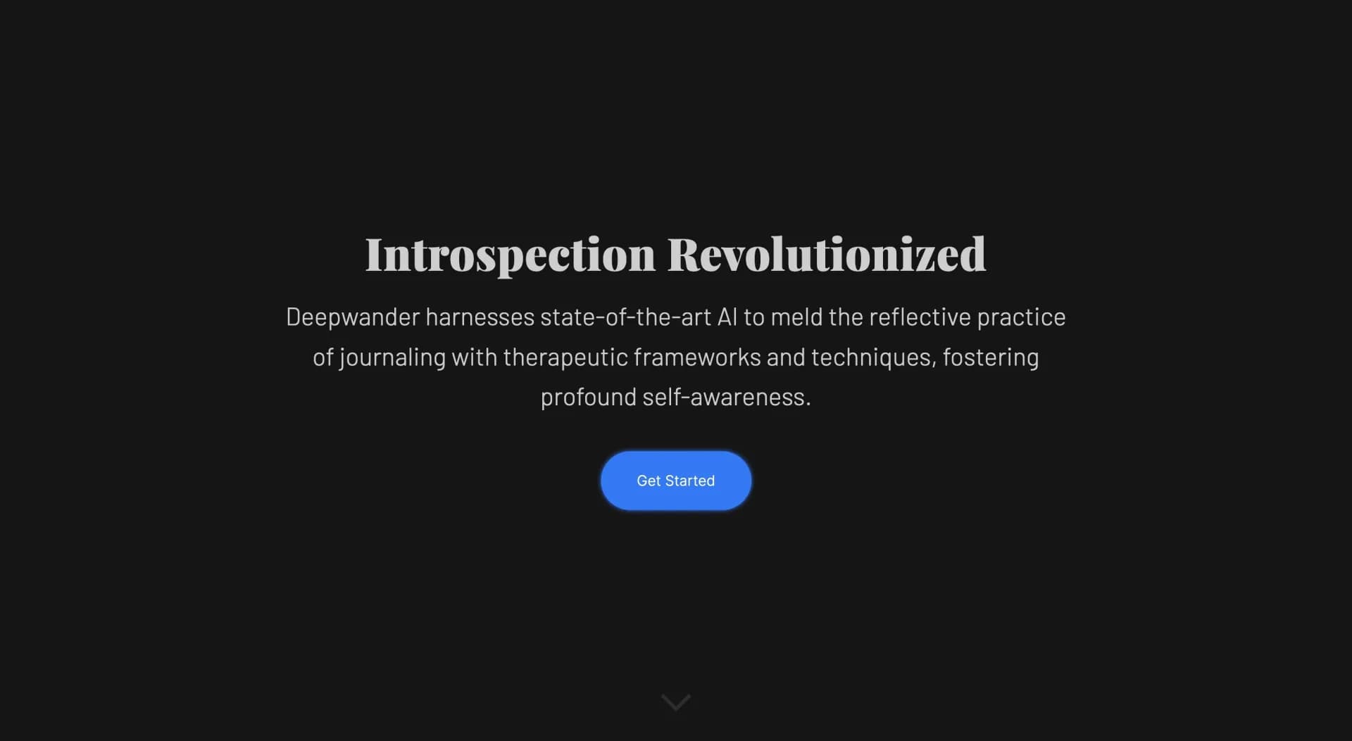 Deepwander homepage screenshot — Gain clarity on your thoughts, emotions, and behaviors.