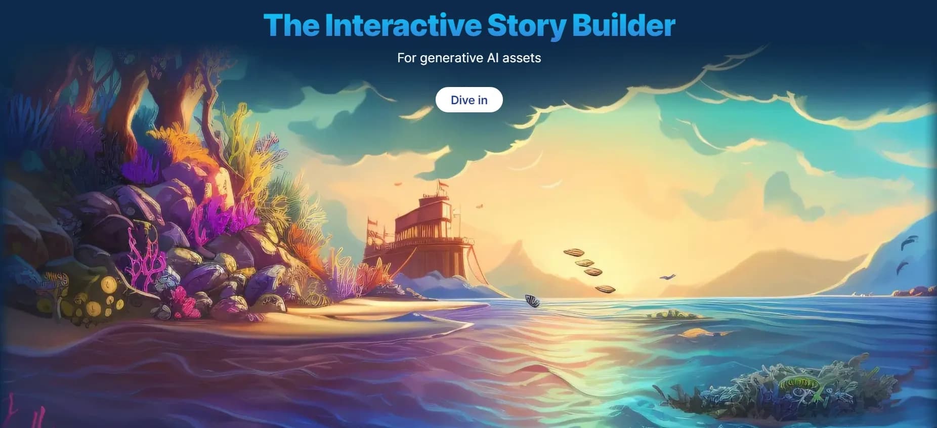 Depthtale homepage screenshot — Craft interactive stories with AI-generated assets
