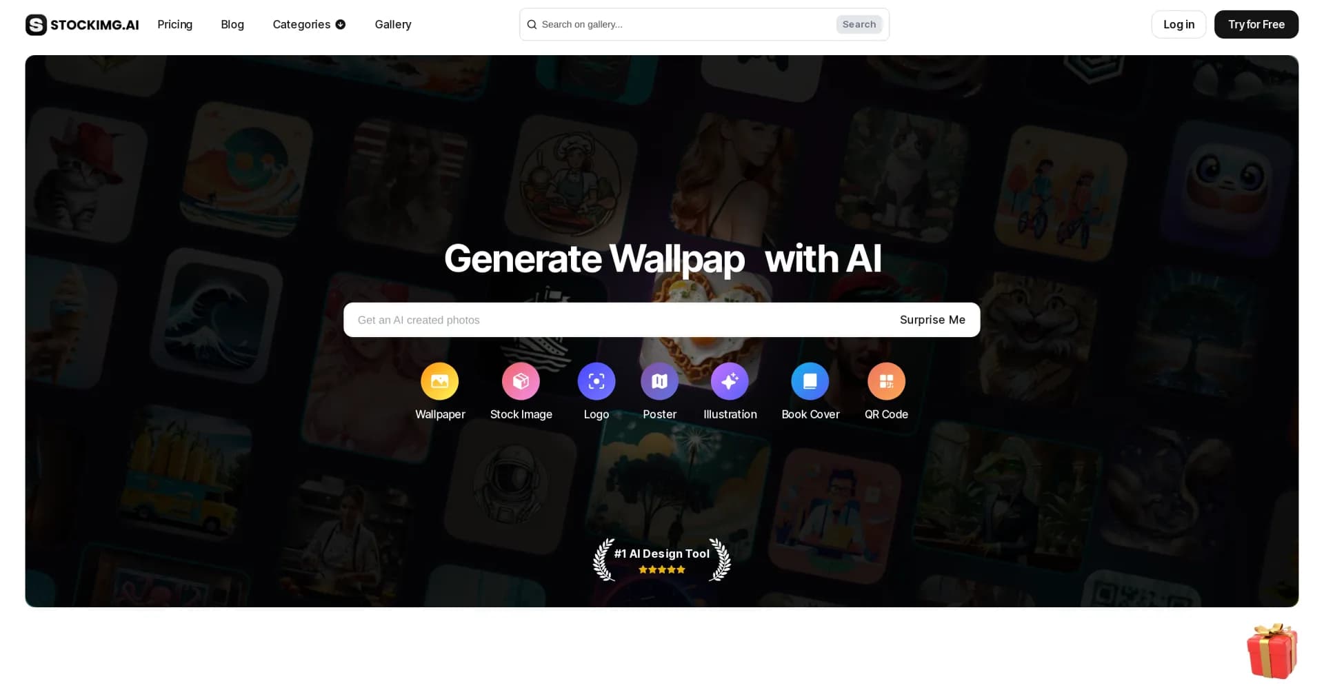 Designer Clone AI homepage screenshot — Enhance design with AI-powered stock imagery.