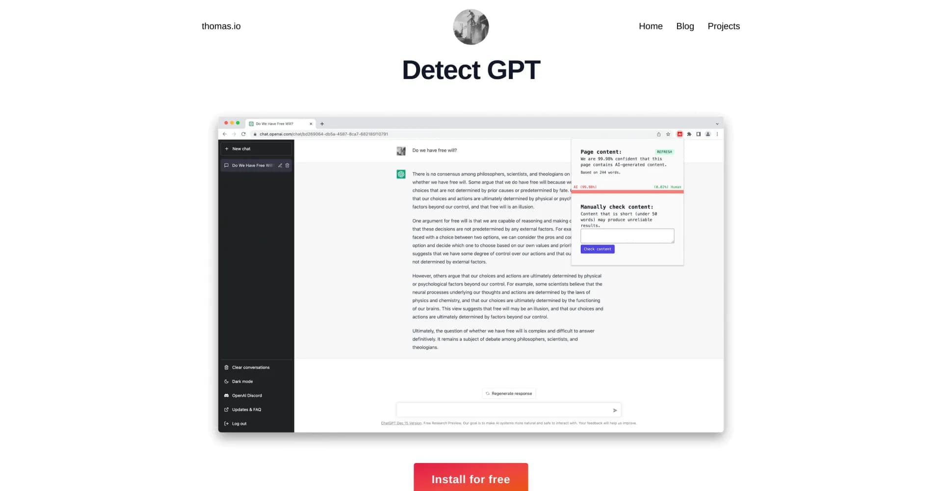 Detect GPT homepage screenshot — Spot AI-generated content as you browse.