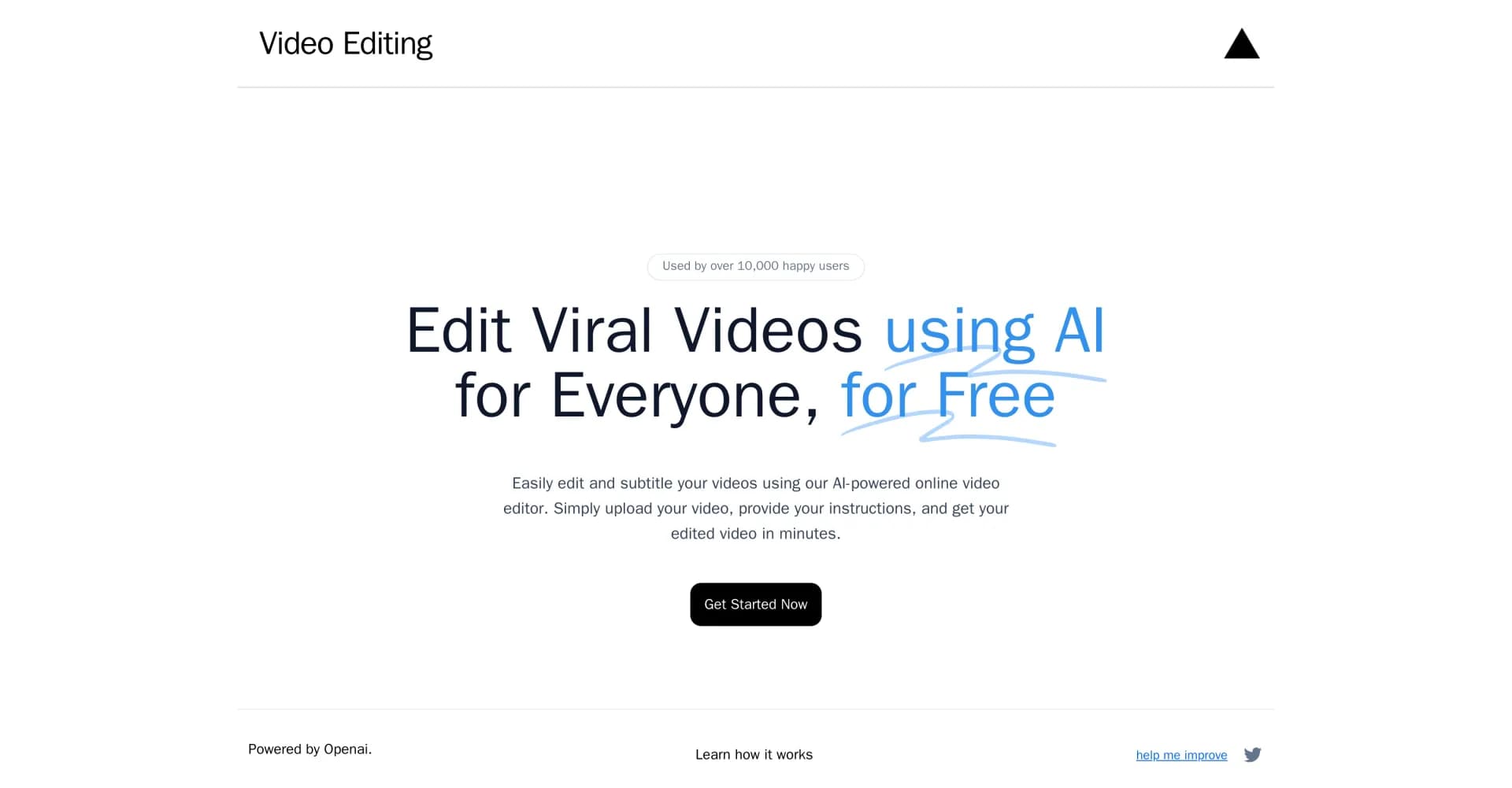 Dojoclip homepage screenshot — AI-powered video editing and subtitling in minutes.