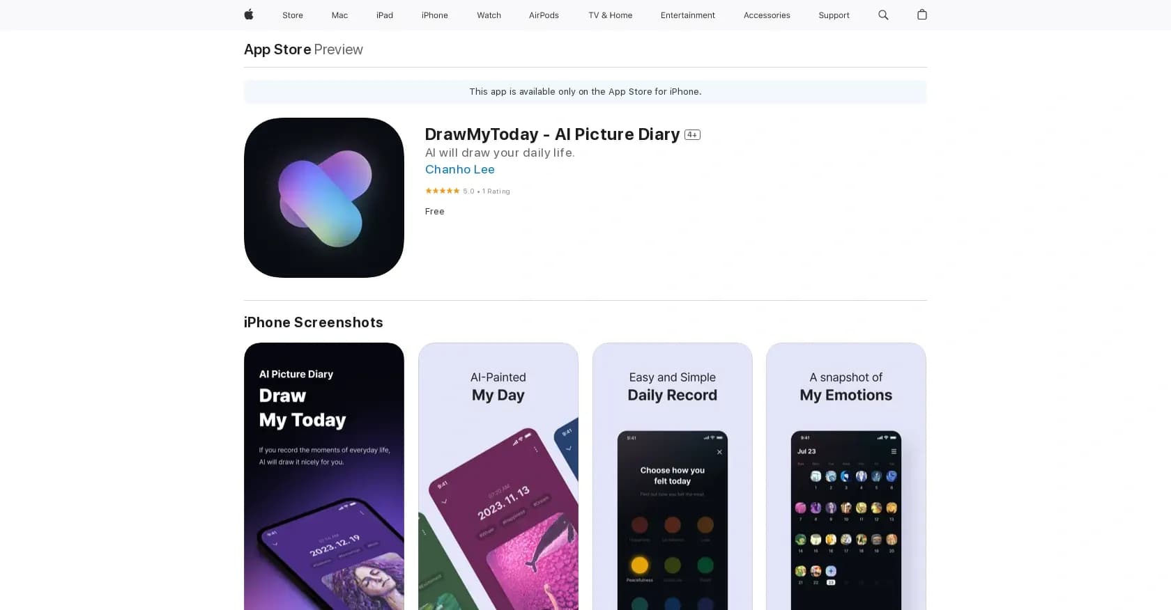 DrawMyToday homepage screenshot — Personalized visual diaries created.