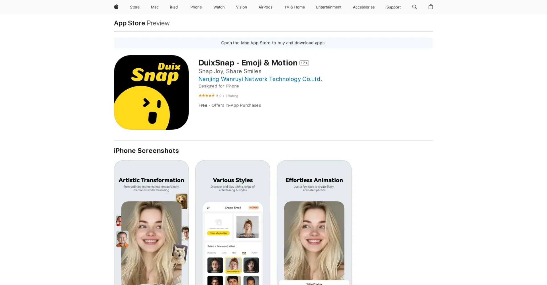 DuixSnap homepage screenshot — Snap joy, share smiles with emoji and motion.
