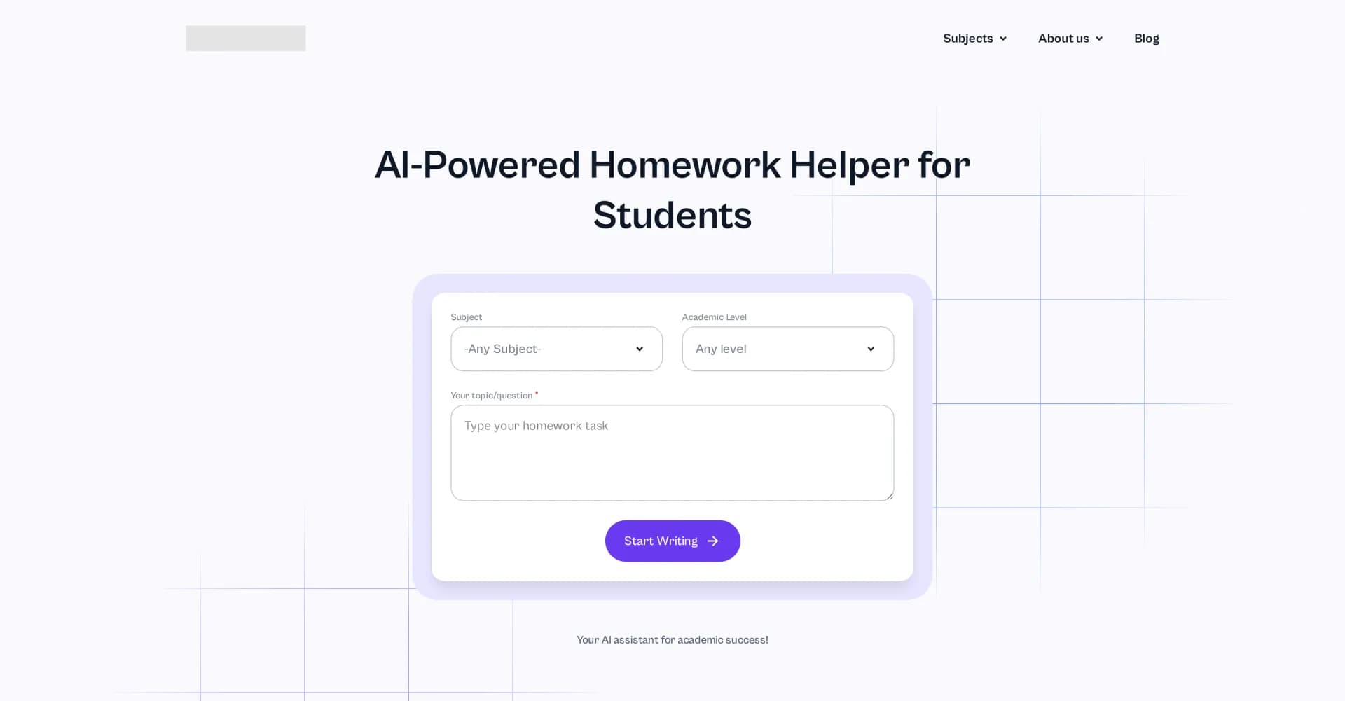 Edubrain homepage screenshot — Personalized AI solutions for any homework problem.