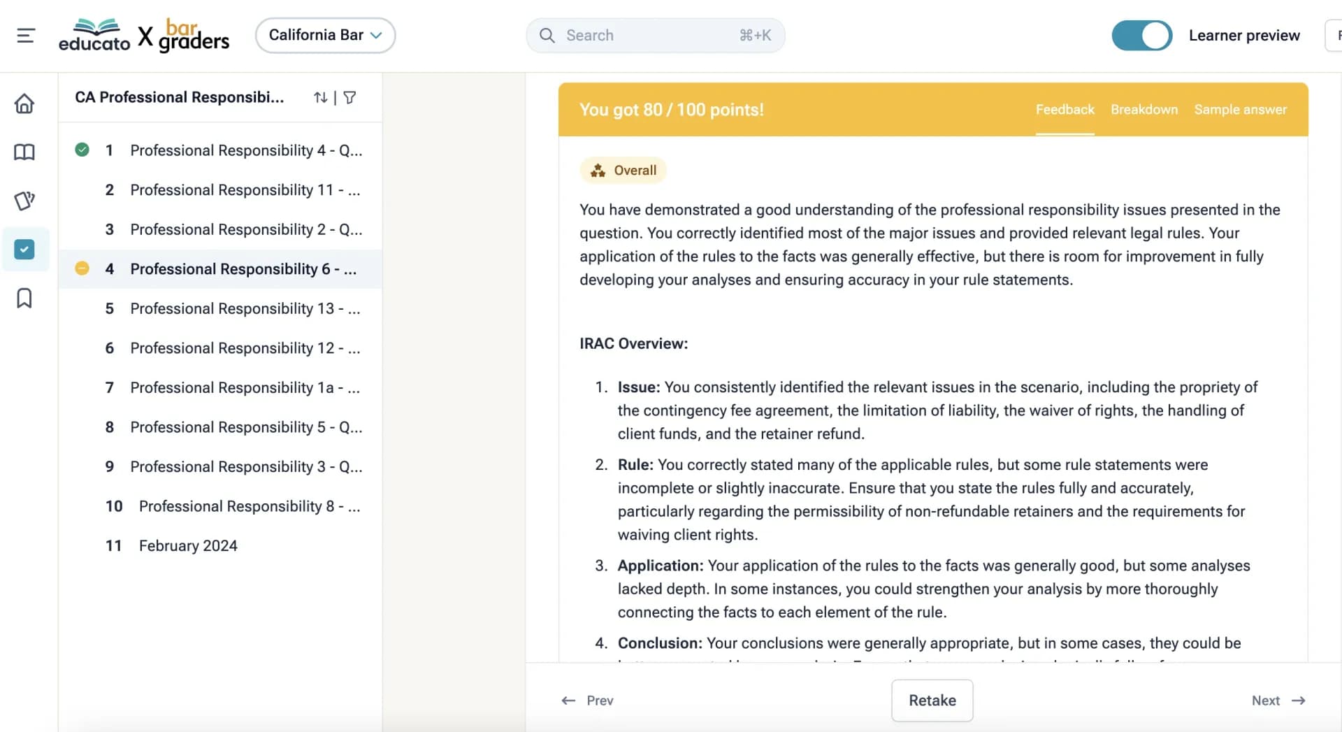 Bar Exam - Educato AI homepage screenshot — AI-powered exam prep for personalized learning