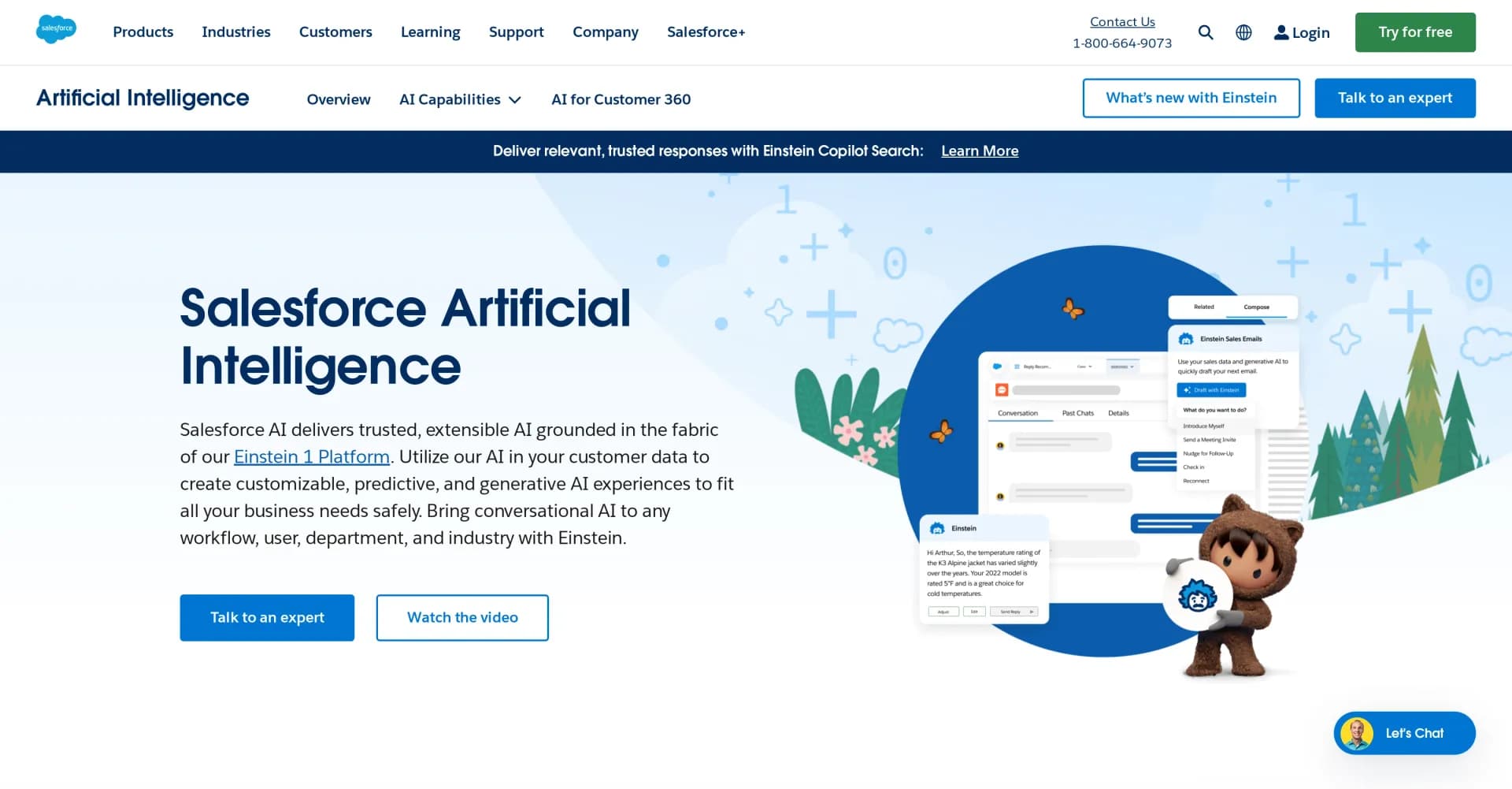 Einstein GPT homepage screenshot — Turn customer data into business insights with AI