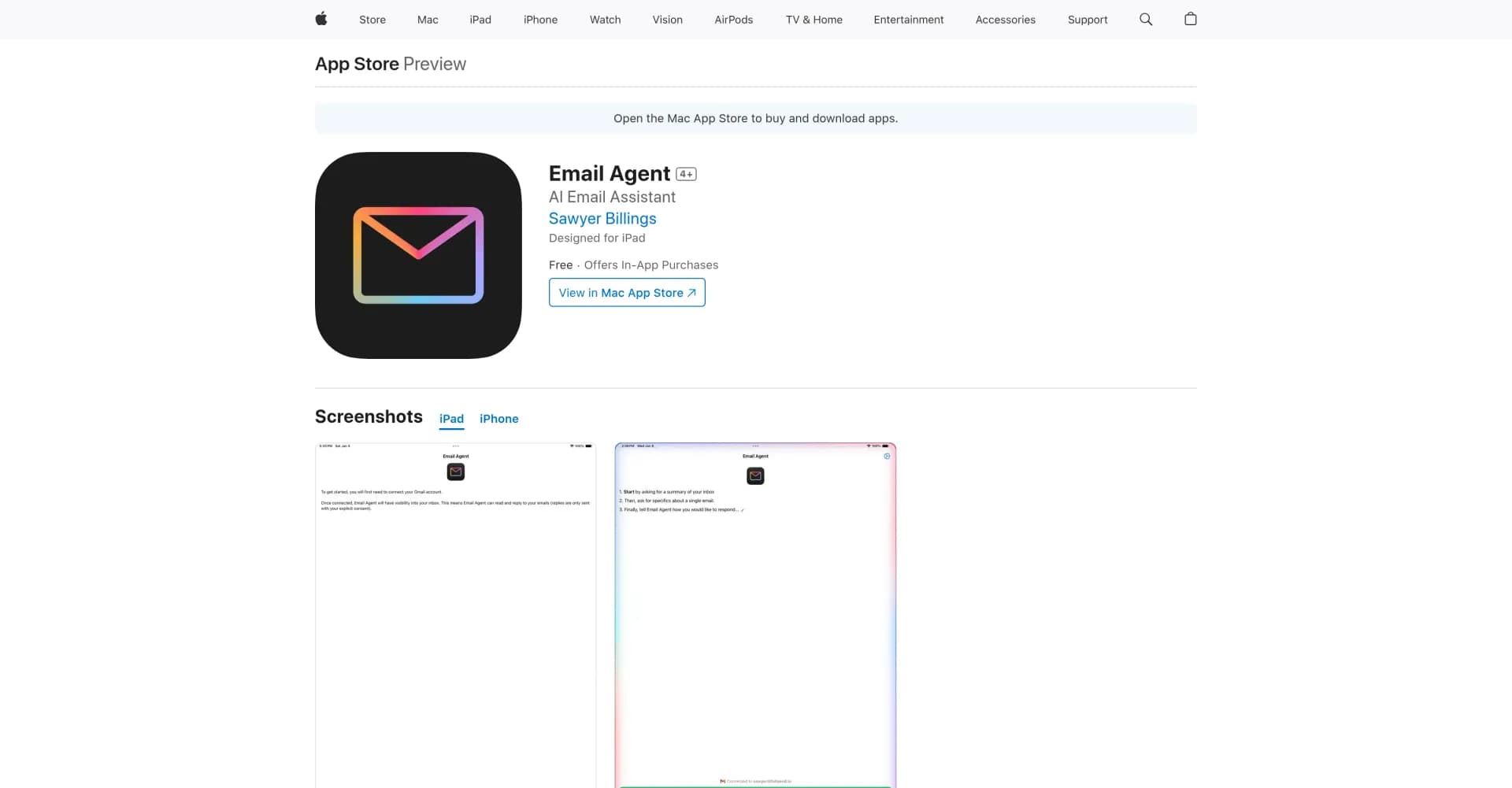 Email Agent homepage screenshot — Voice-powered AI email assistant for your inbox.