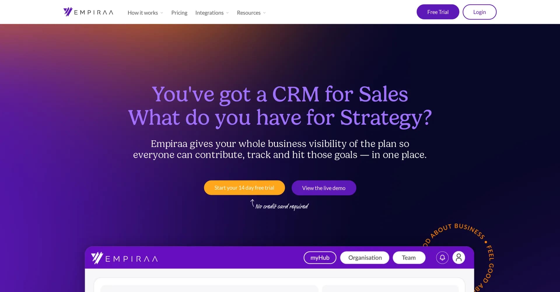 Empiraa homepage screenshot — Empower your business with effective strategic planning