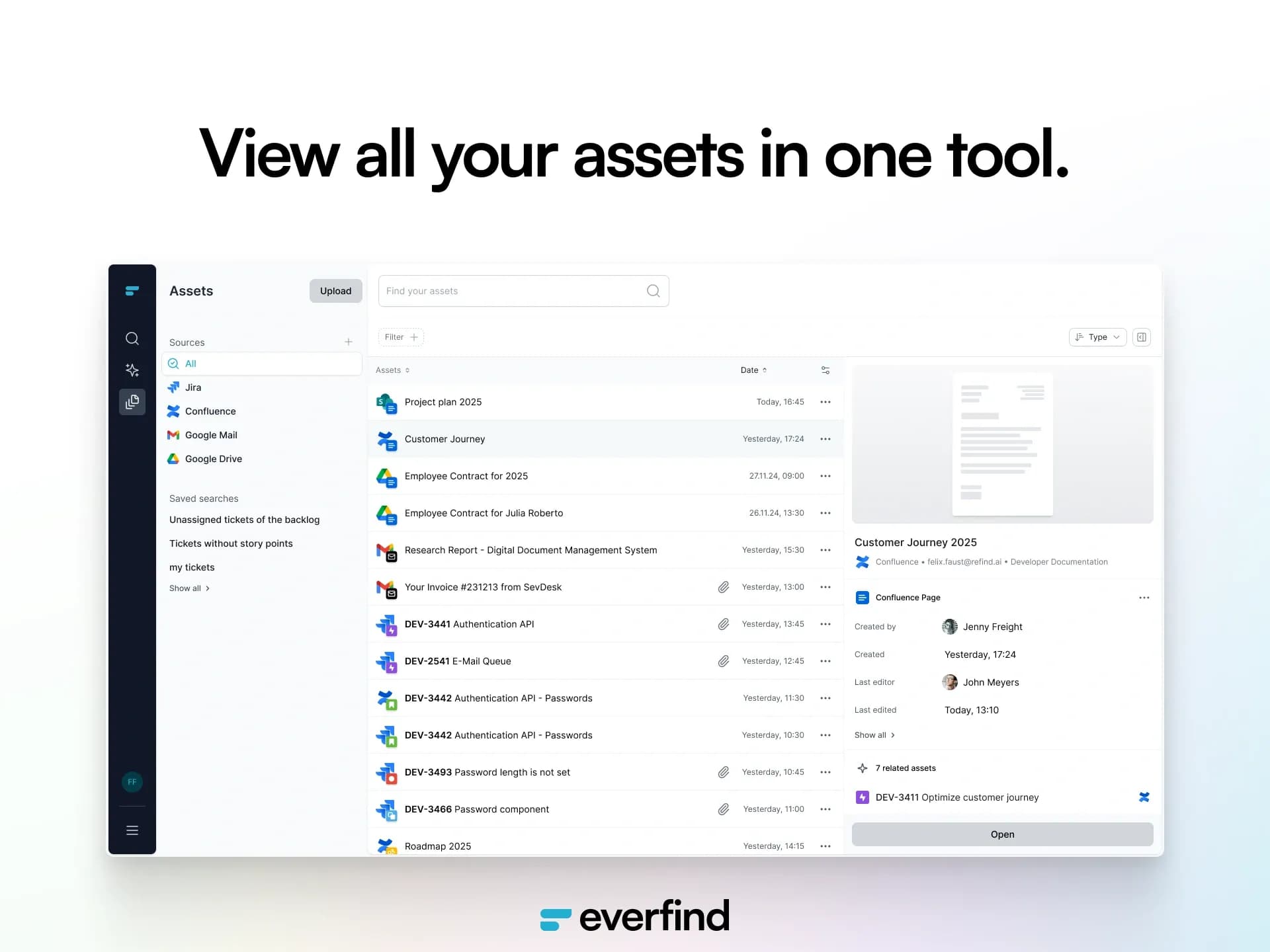 everfind homepage screenshot — Unify your company's knowledge with AI-powered search.