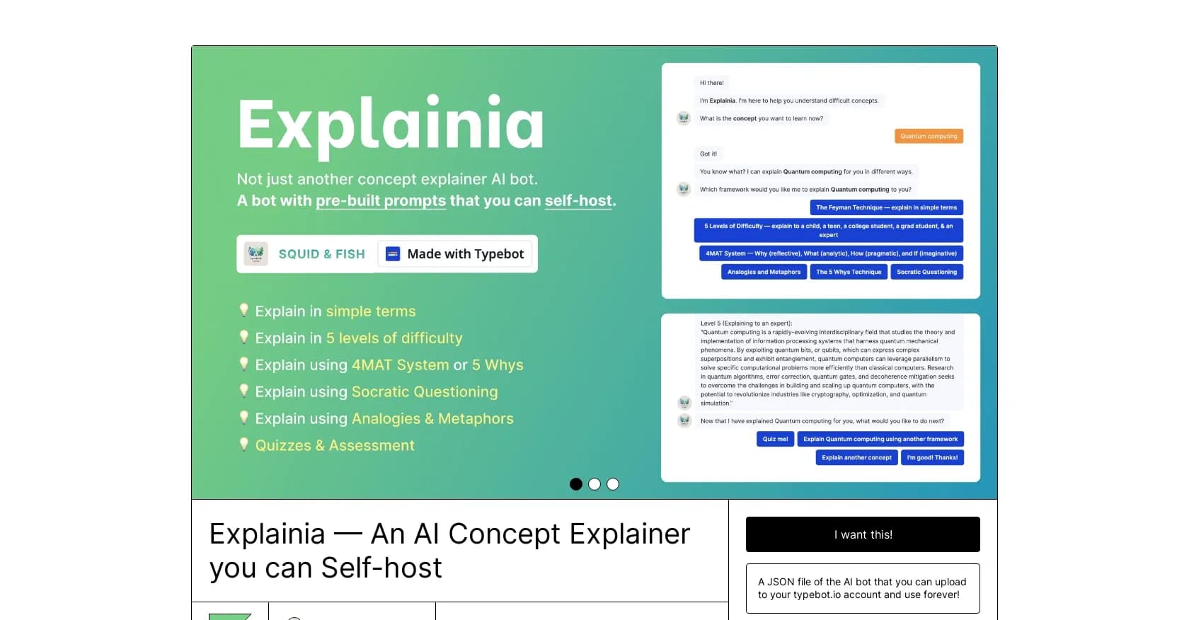 Explainia homepage screenshot — Self-hosted AI that clarifies complex concepts
