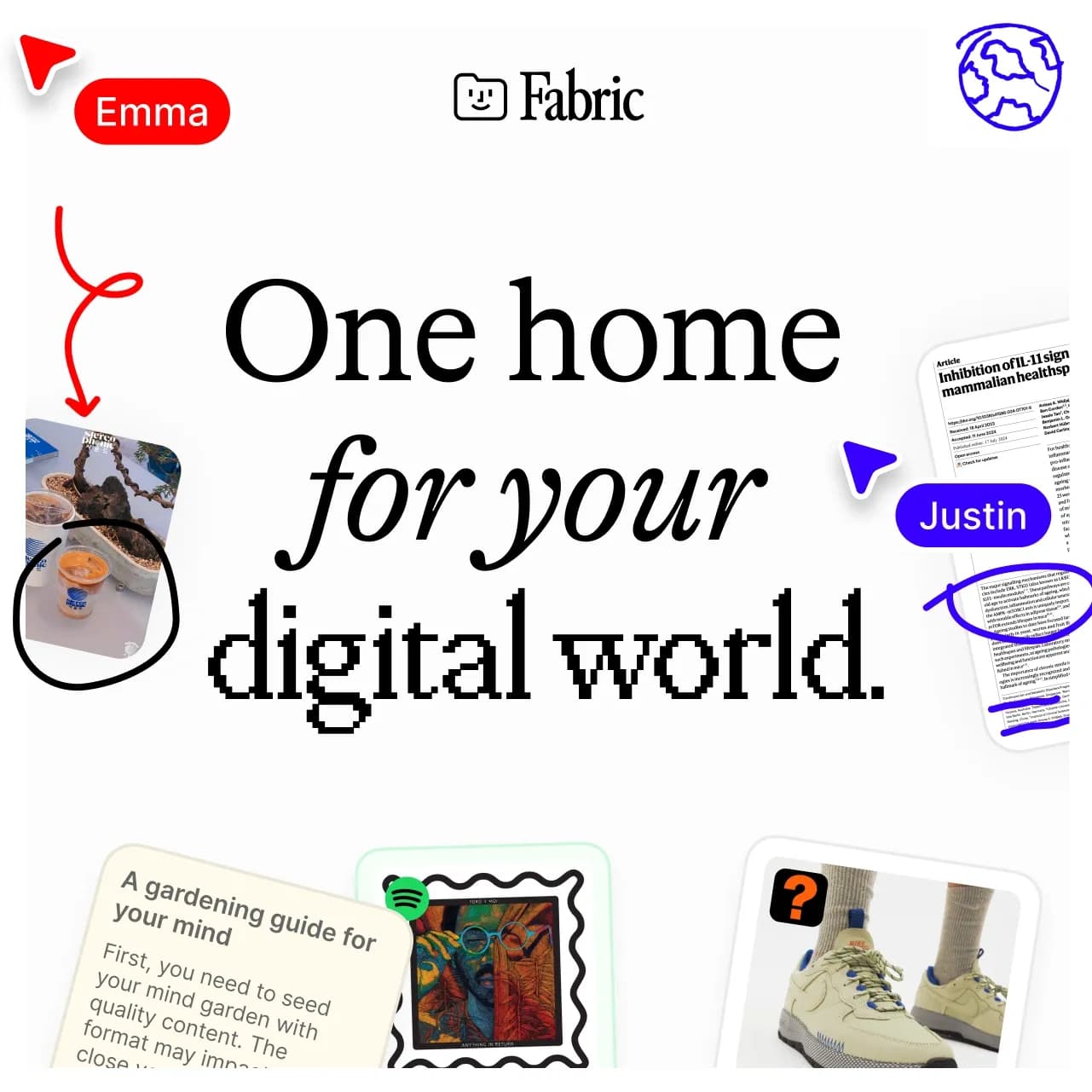 Fabric homepage screenshot — Your self-organizing digital workspace.