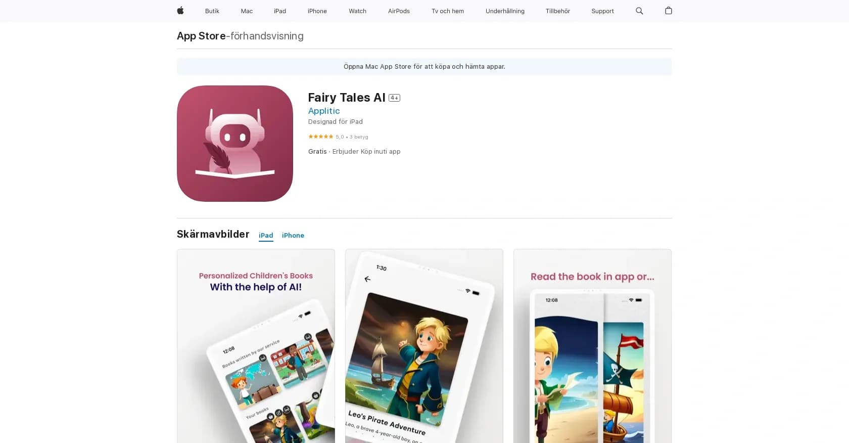 Fairy Tales AI homepage screenshot — Enhanced children's storytelling.