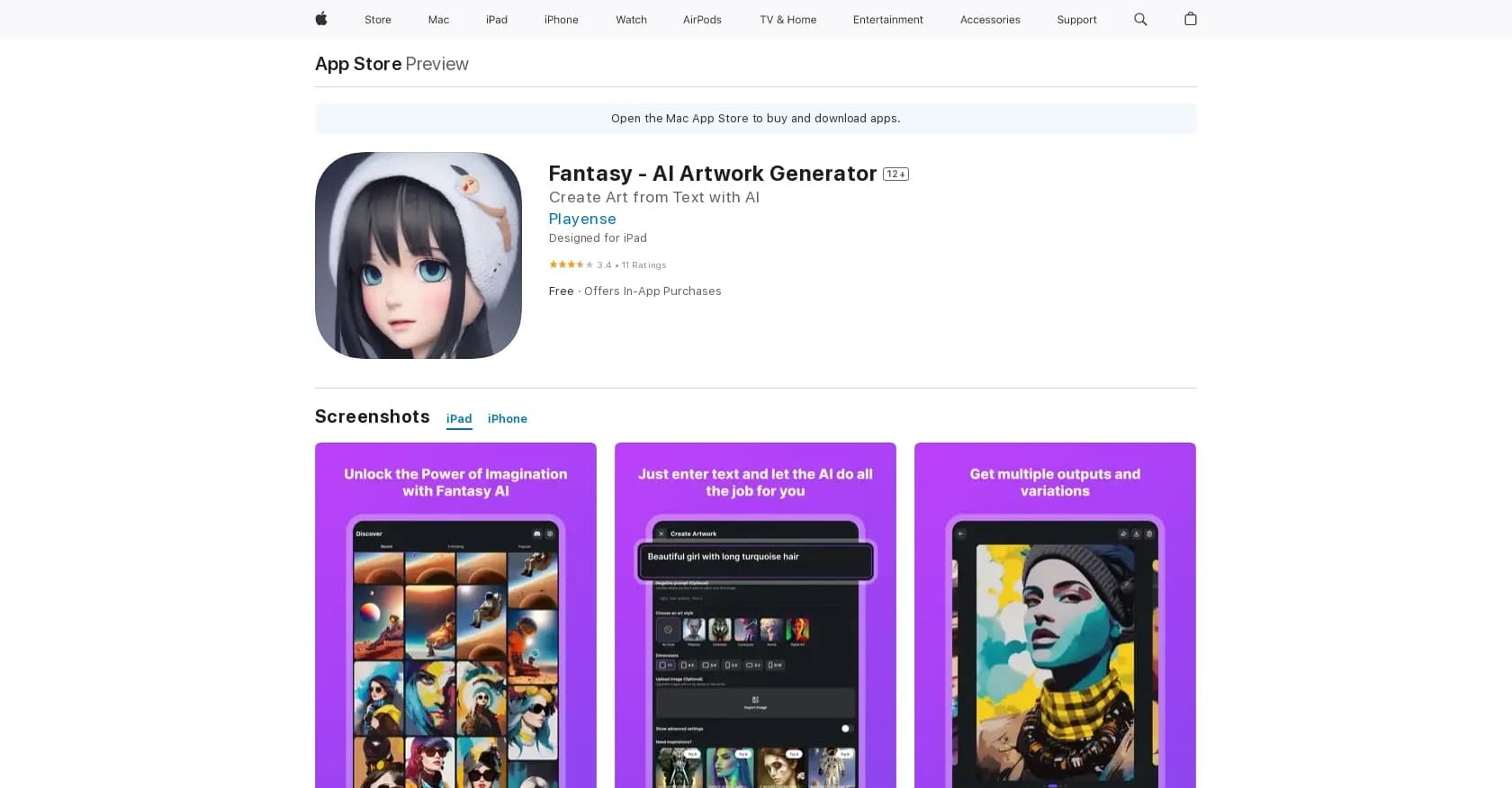 Fantasy homepage screenshot — Personalized artwork creation and exploration.