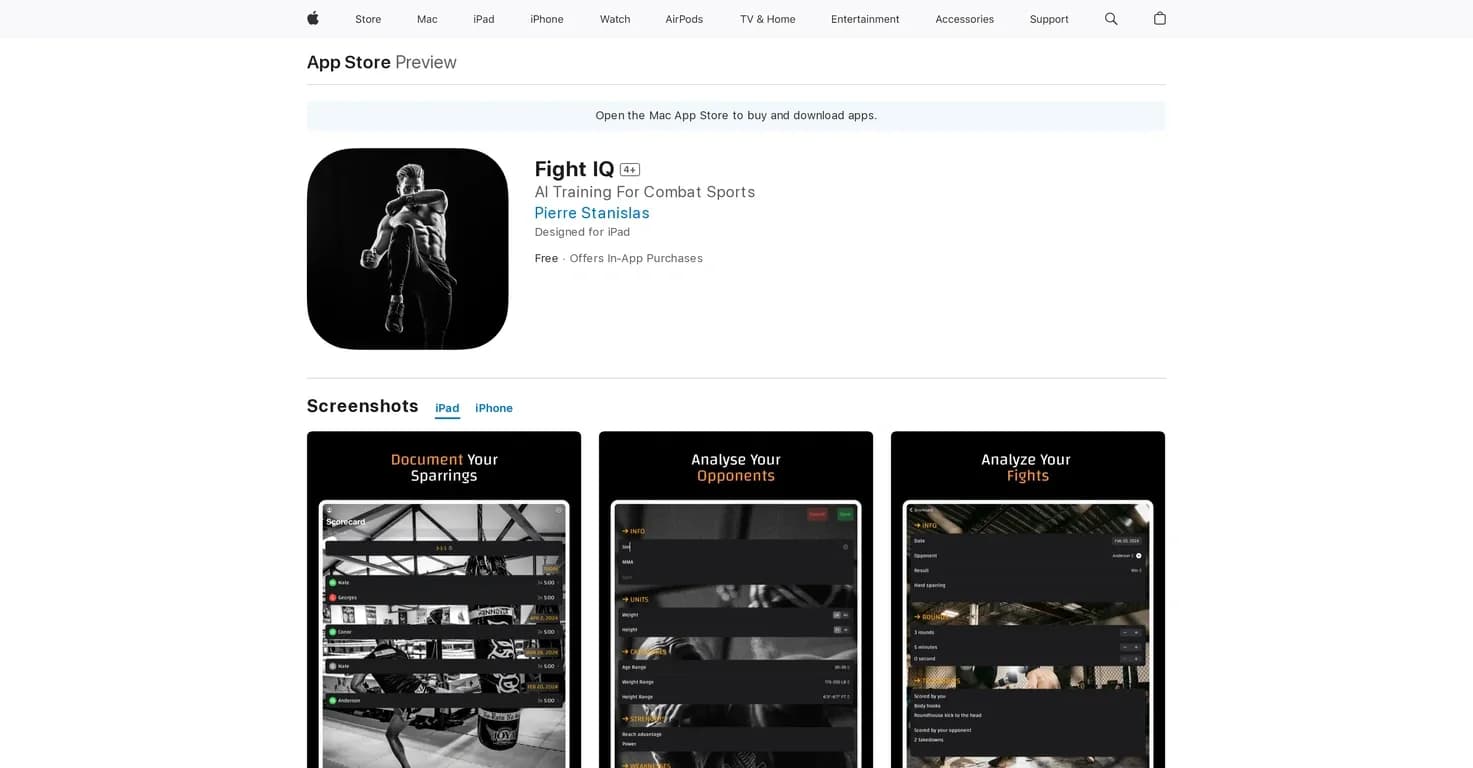 Fight IQ homepage screenshot — AI training for combat sports.
