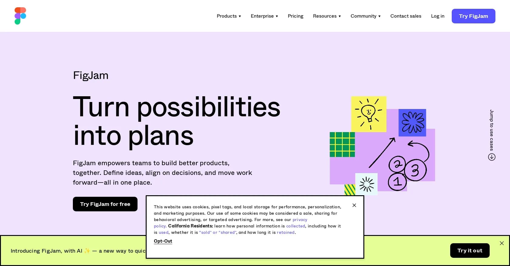 FigJam homepage screenshot — Visual collaboration for teams to ideate together