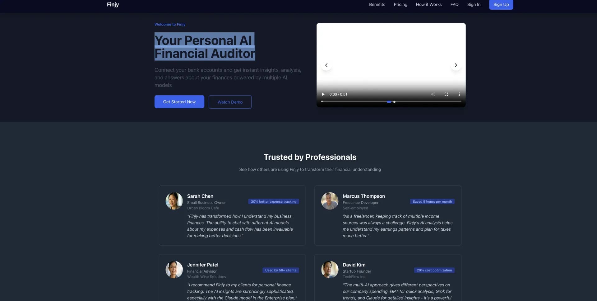 Finjy homepage screenshot — Effortlessly split expenses with friends.