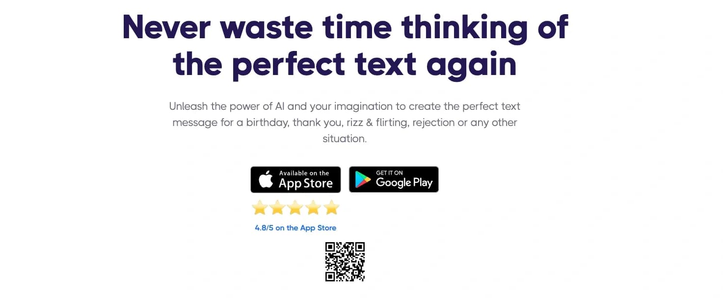 FireTexts homepage screenshot — Generate text messages for flirting, rizz, or talking, sexti