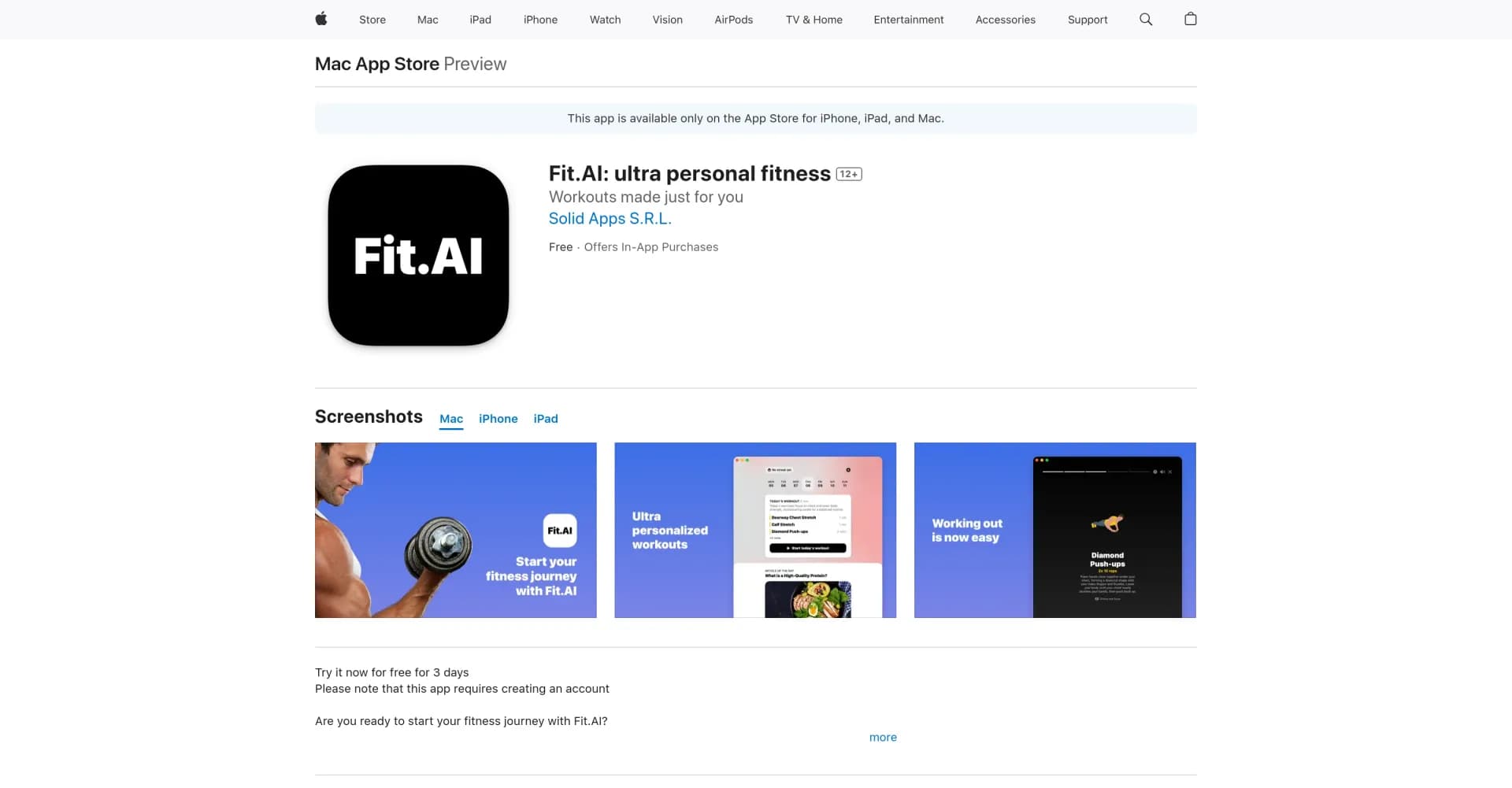 Fit.AI homepage screenshot — Ultra personal fitness with AI-powered workouts