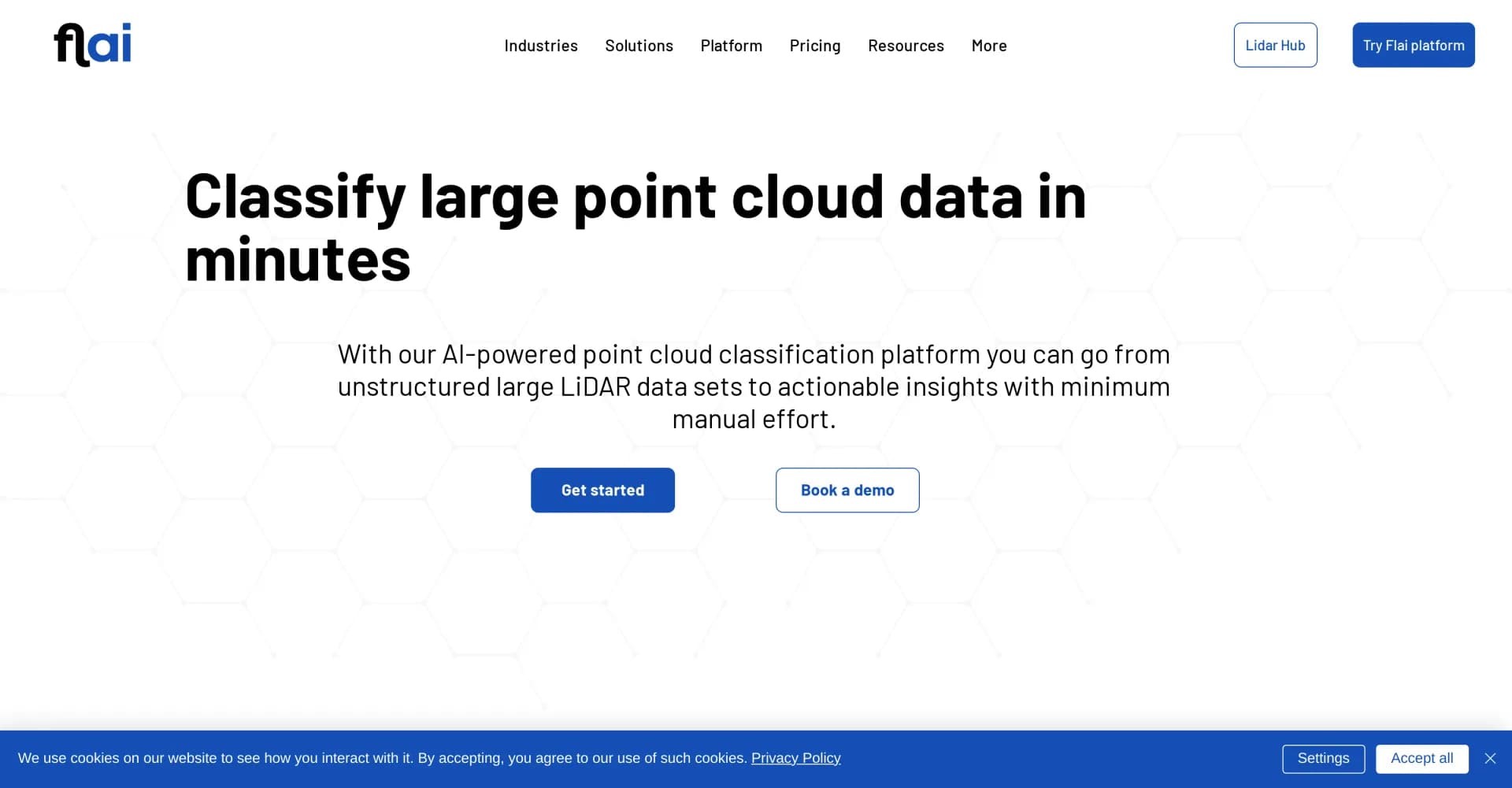 Flai homepage screenshot — Transform LiDAR point clouds into AI-driven insights