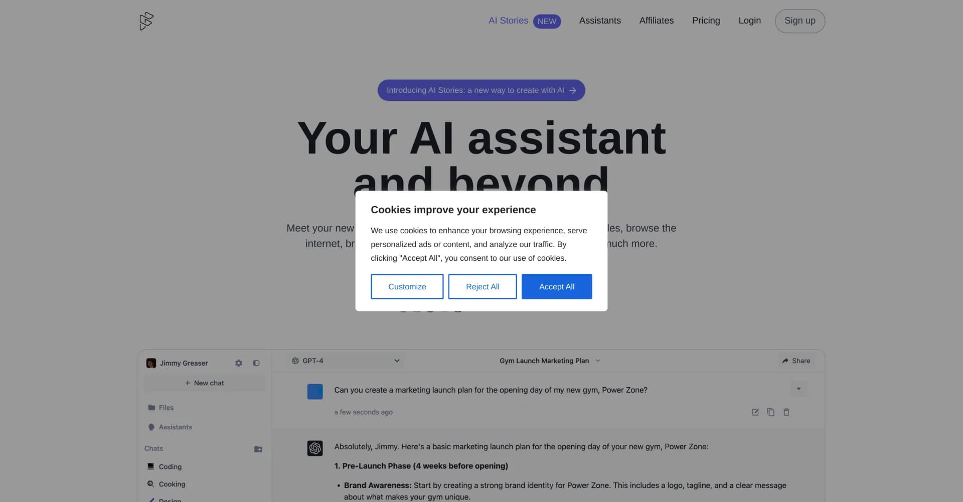 Forefront homepage screenshot — AI-powered chat for seamless conversations