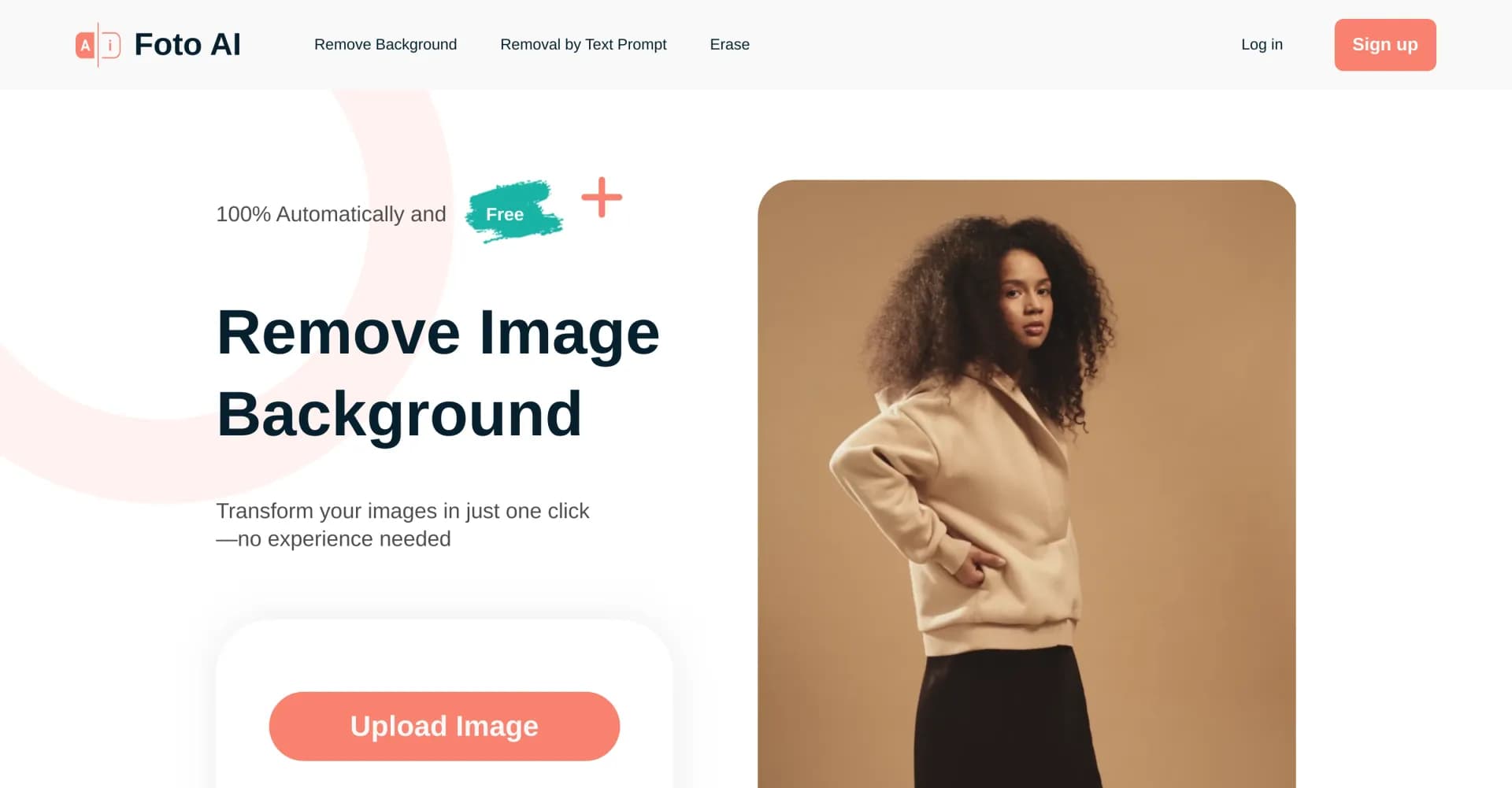 fotoai homepage screenshot — AI-powered photo enhancement and creation