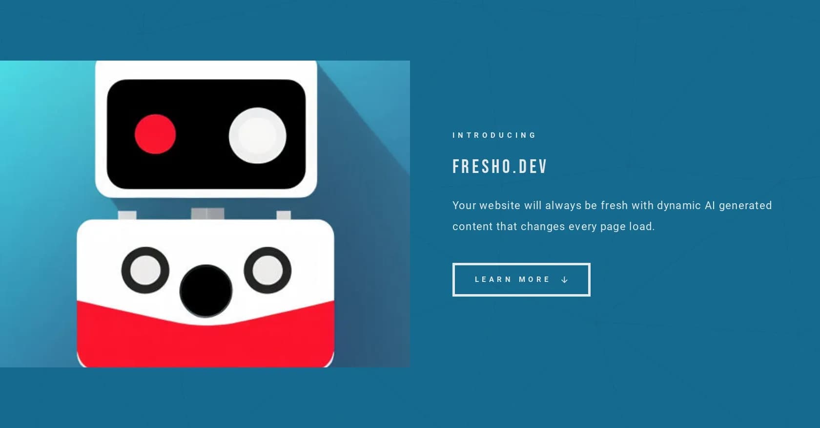 Fresho homepage screenshot — Fresh AI content for every page load.