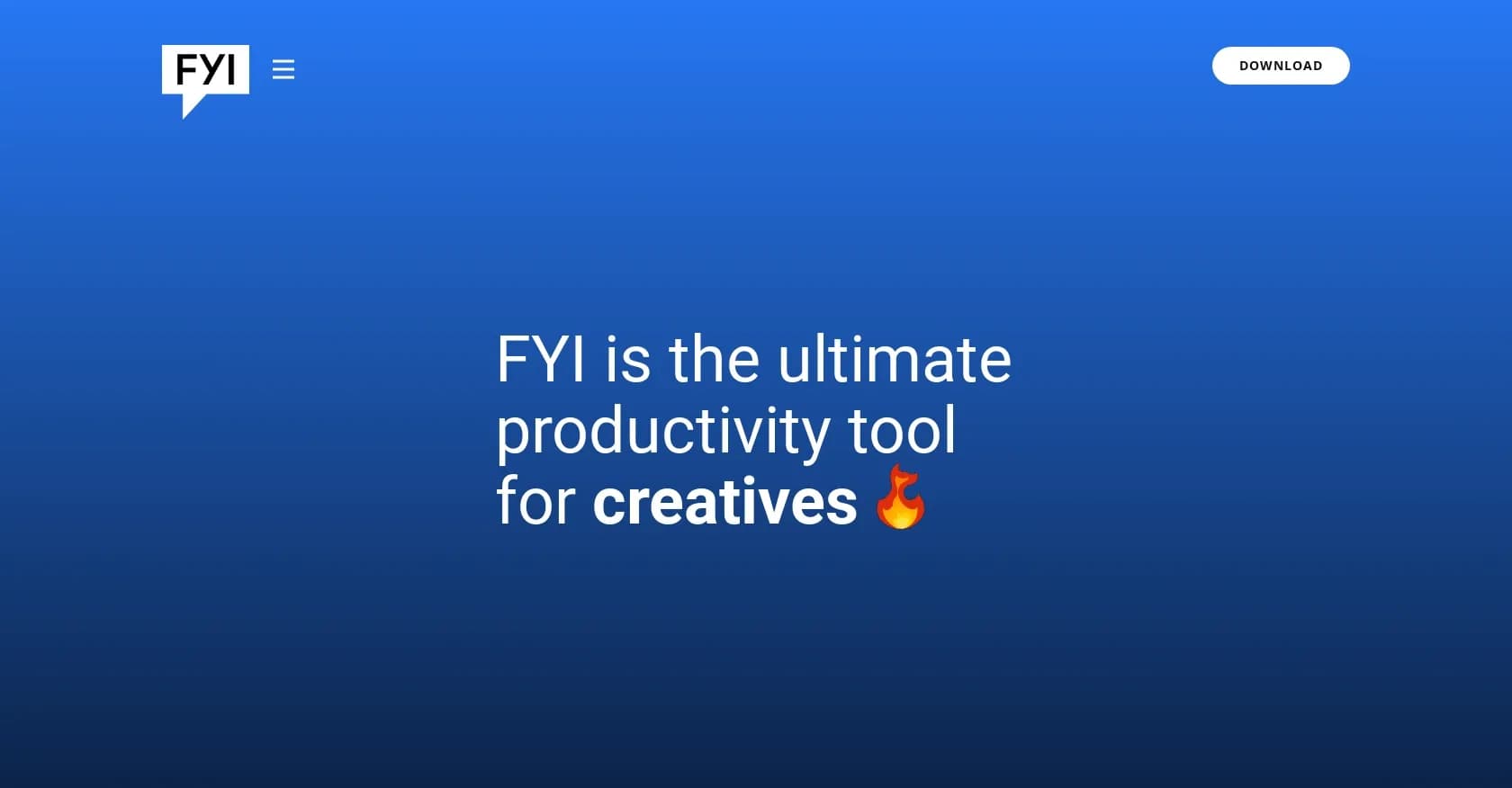 FYI homepage screenshot — Turbocharge creativity with AI-powered collaboration.