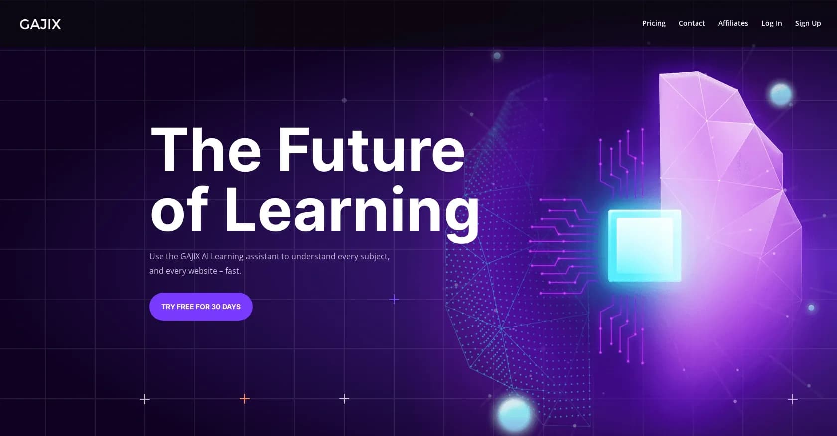 GAJIX homepage screenshot — Instant understanding for every subject, on any website.