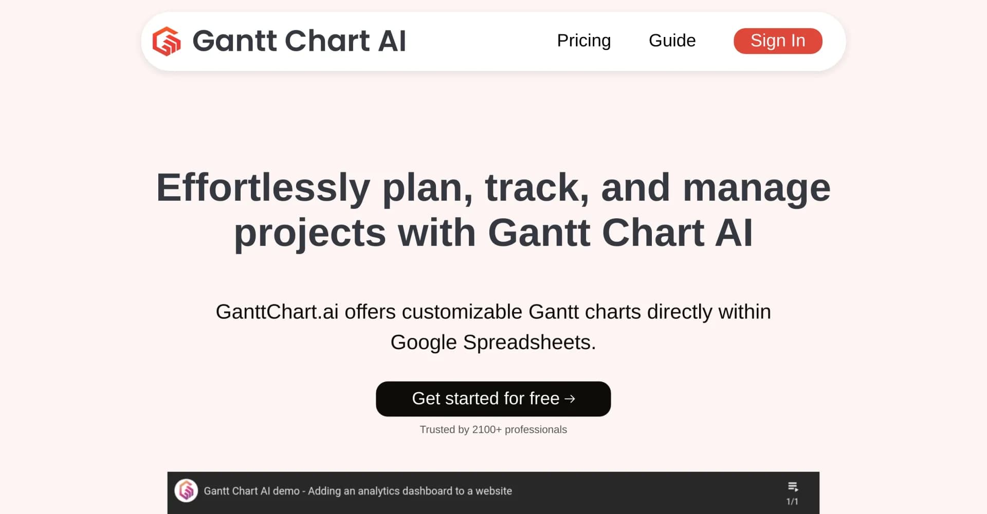 Gantt Chart AI homepage screenshot — Effortlessly plan projects with AI-powered Gantt charts