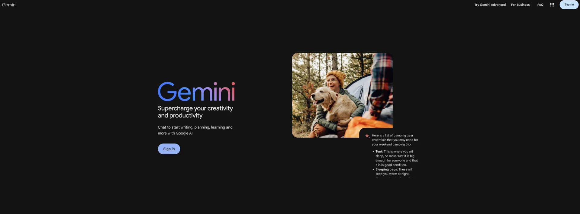 Gemini2.5 Pro homepage screenshot — Gemini: Google's most capable AI model yet