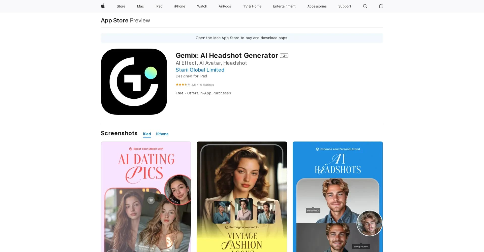 Gemix homepage screenshot — AI-driven Headshot Generator at your fingertips