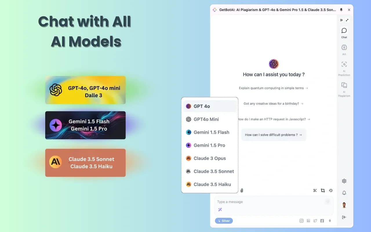 GetBotAI homepage screenshot — One Stop AI Sidekick